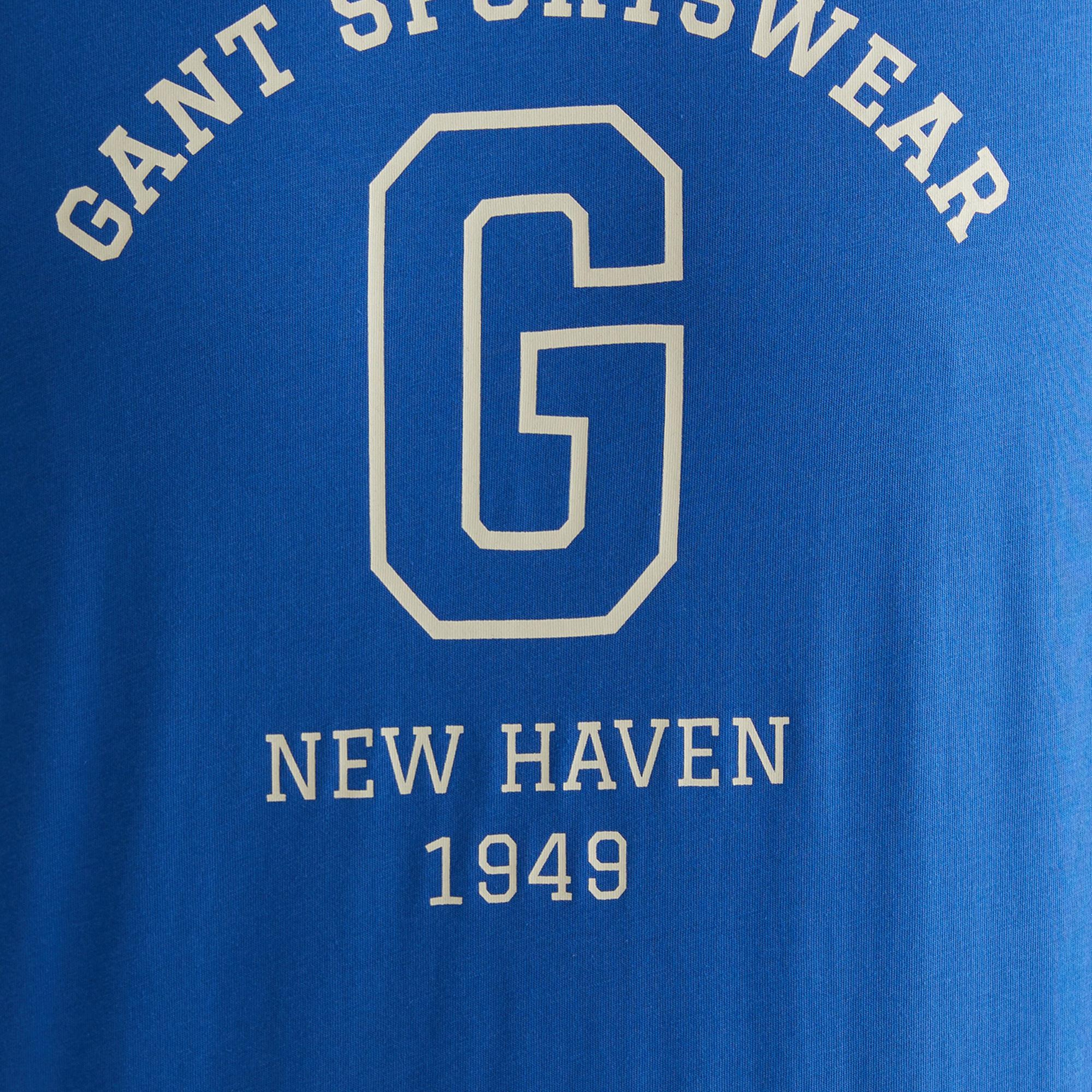 GANT Erkek Mavi Regular Fit Bisiklet Yaka Logolu T-Shirt