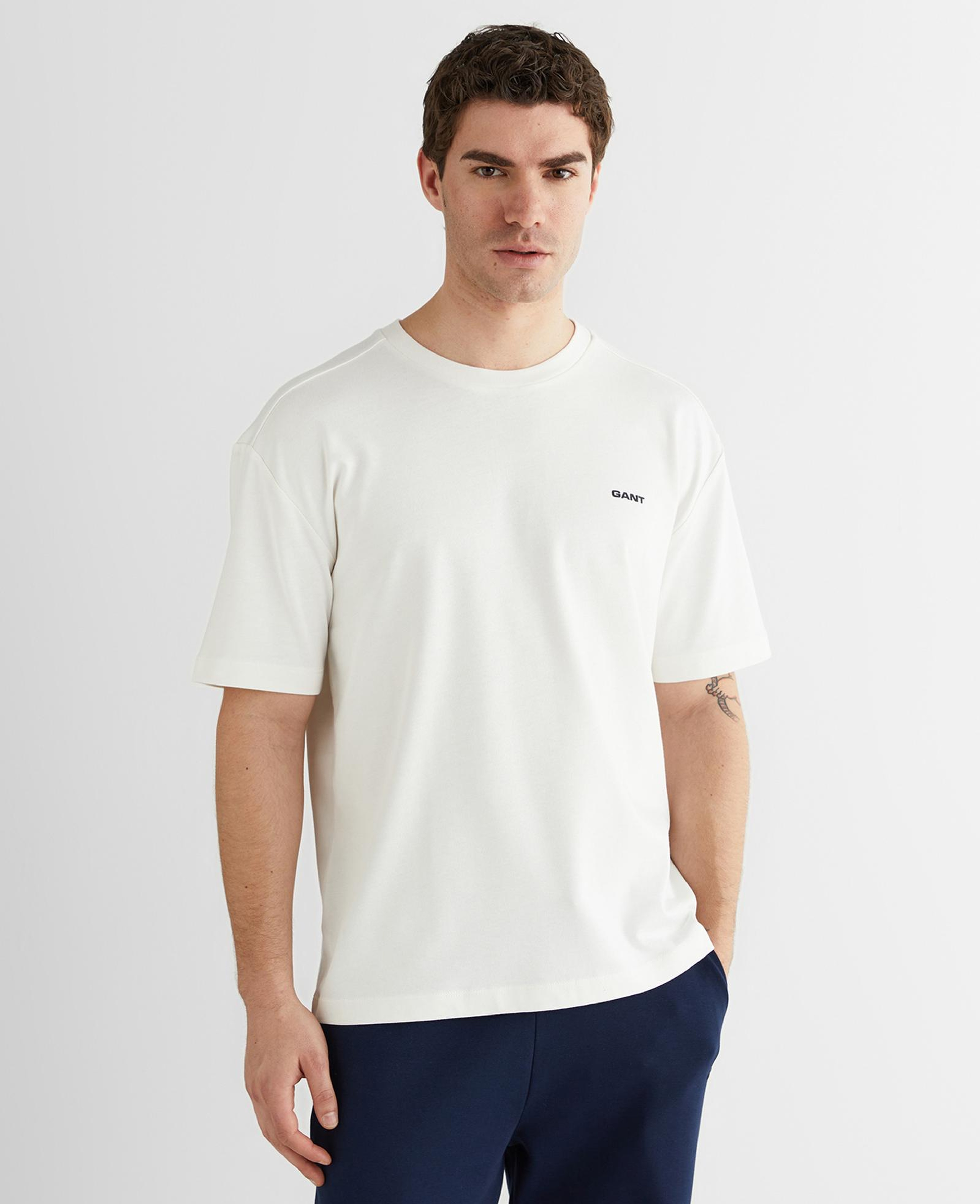 GANT Erkek Beyaz Baskılı Kısa Kollu T-Shirt