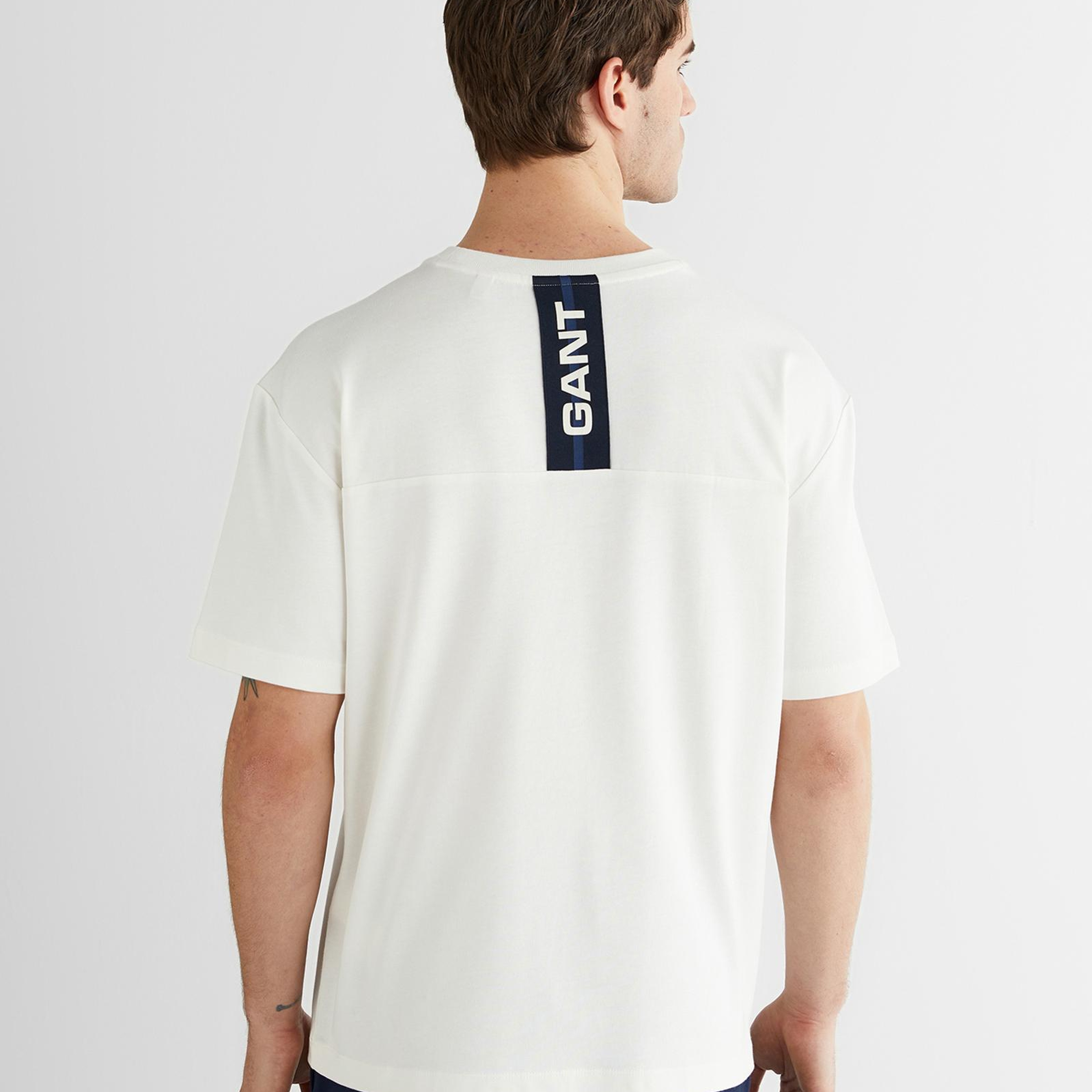 GANT Erkek Beyaz Baskılı Kısa Kollu T-Shirt