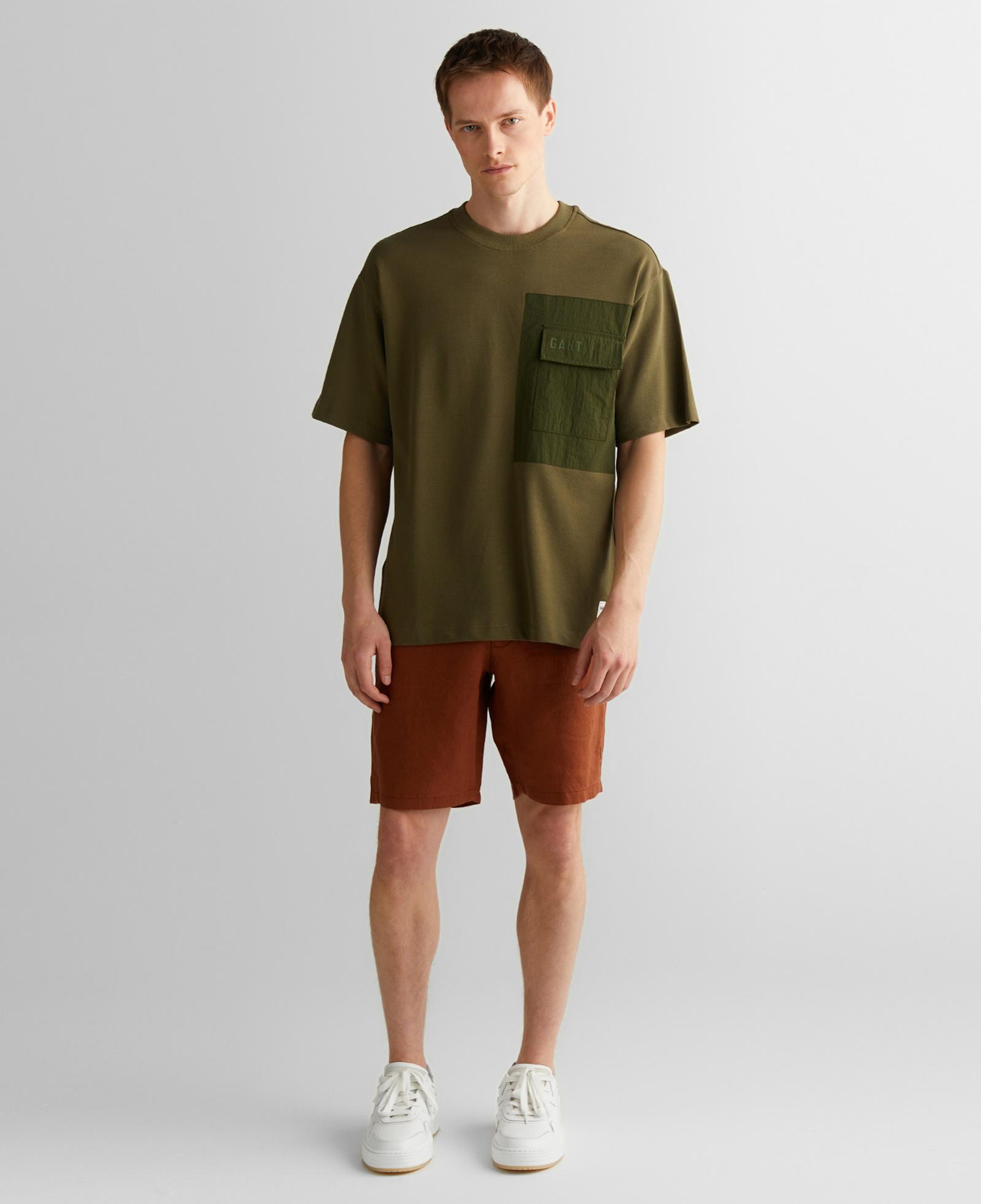 GANT Erkek Yeşil Relaxed Fit Bisiklet Yaka Logolu T-Shirt