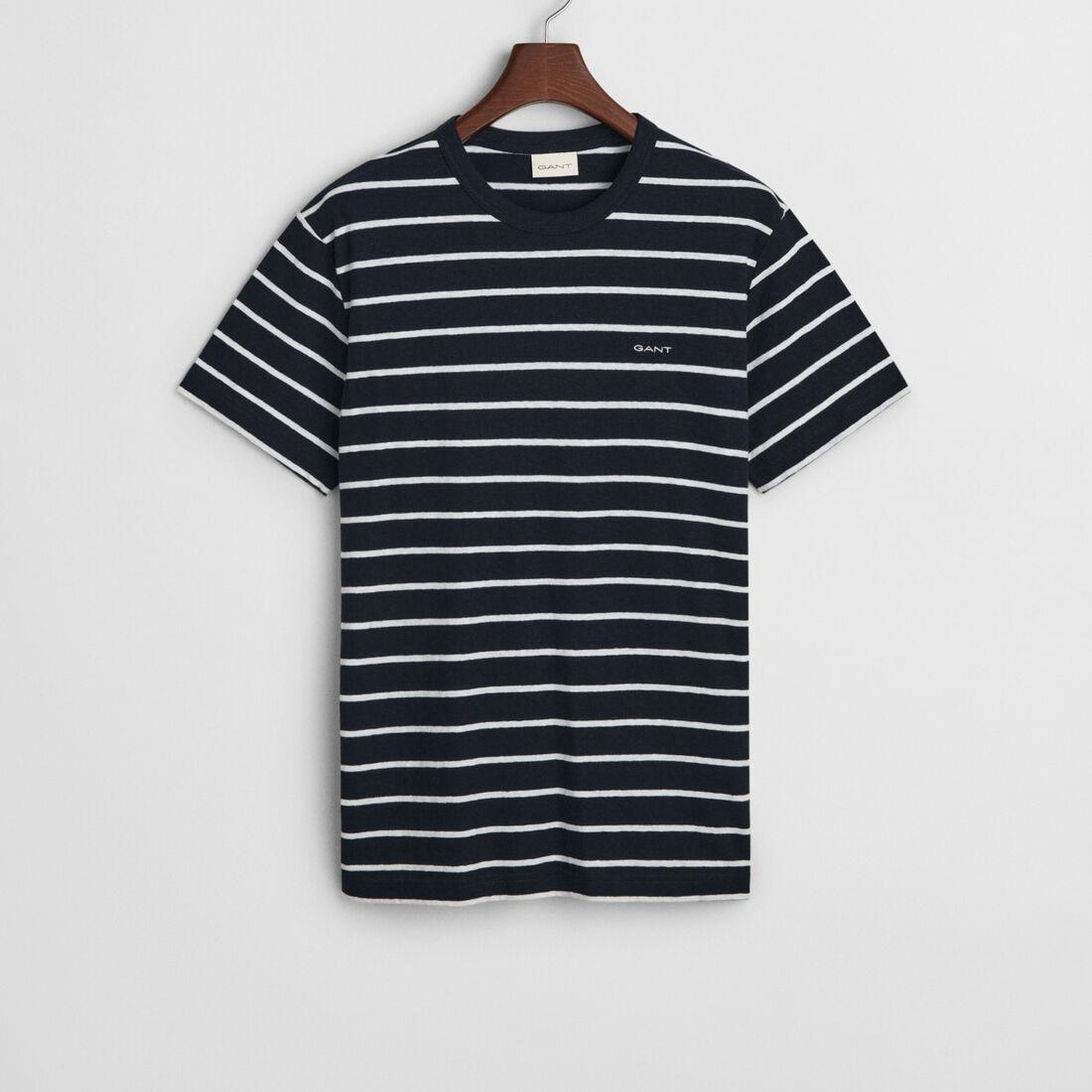 GANT Erkek Lacivert Regular Fit Bisiklet Yaka Çizgili T-Shirt