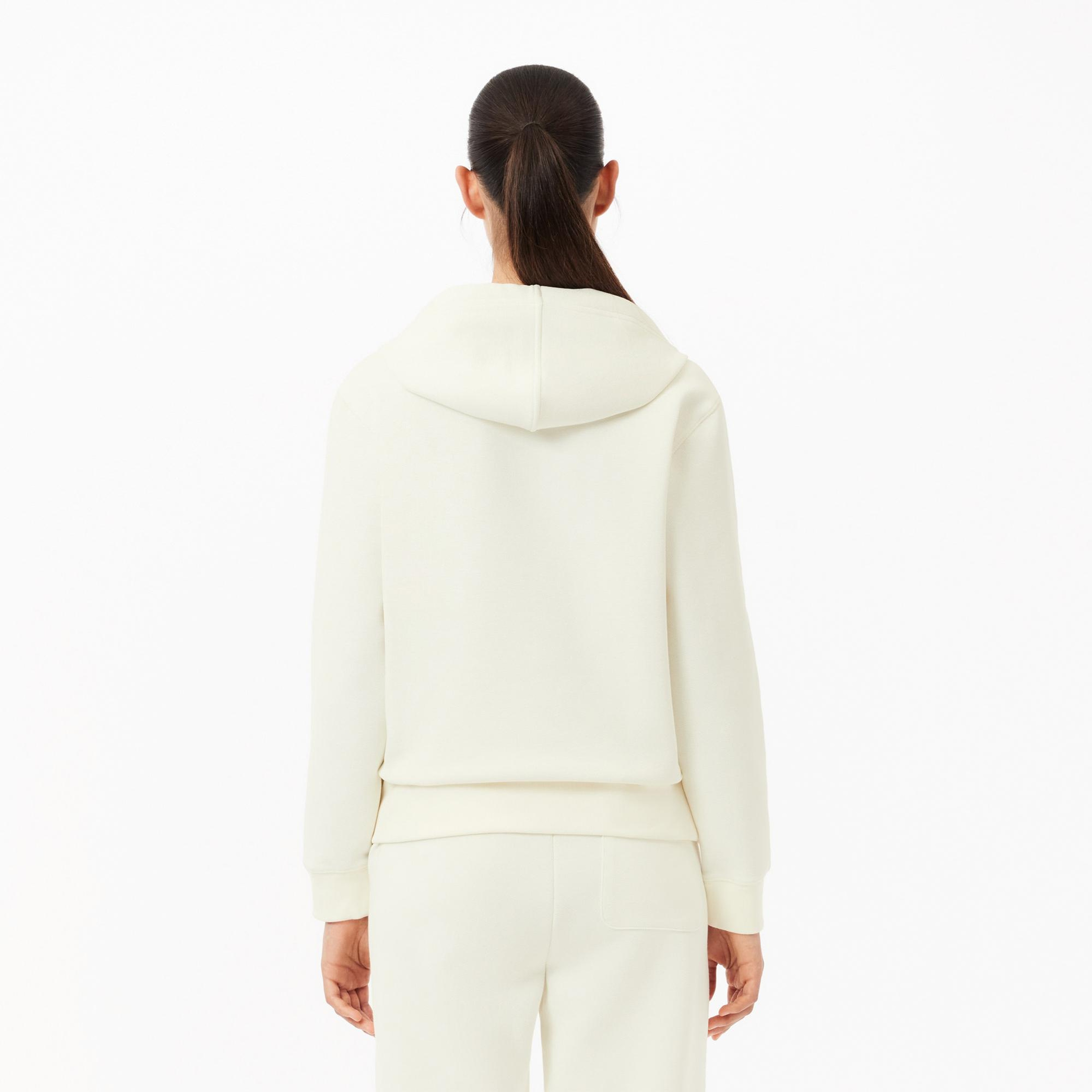 Lacoste Kadın Regular Fit Kapüşonlu Beyaz Sweatshirt