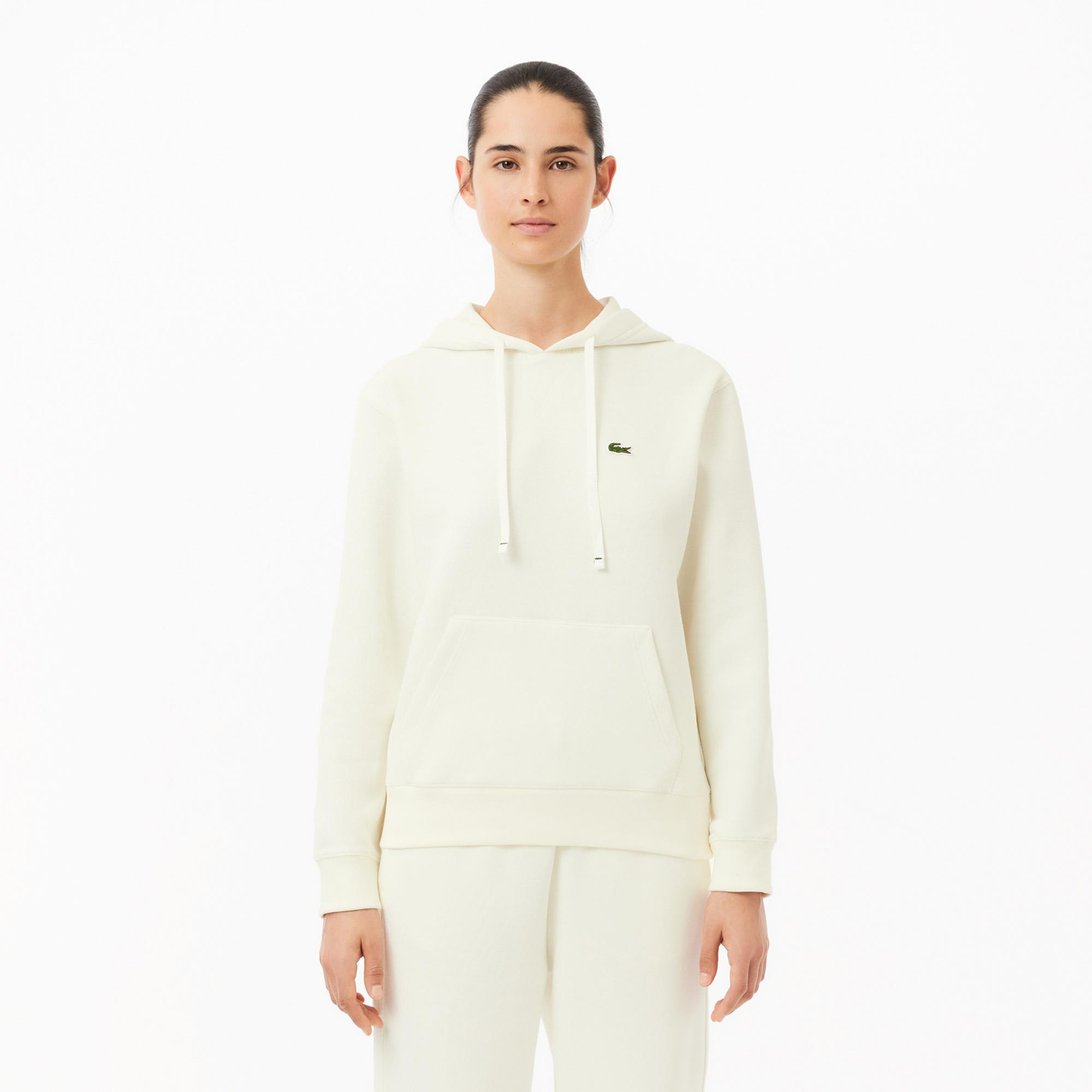 Lacoste Kadın Regular Fit Kapüşonlu Beyaz Sweatshirt