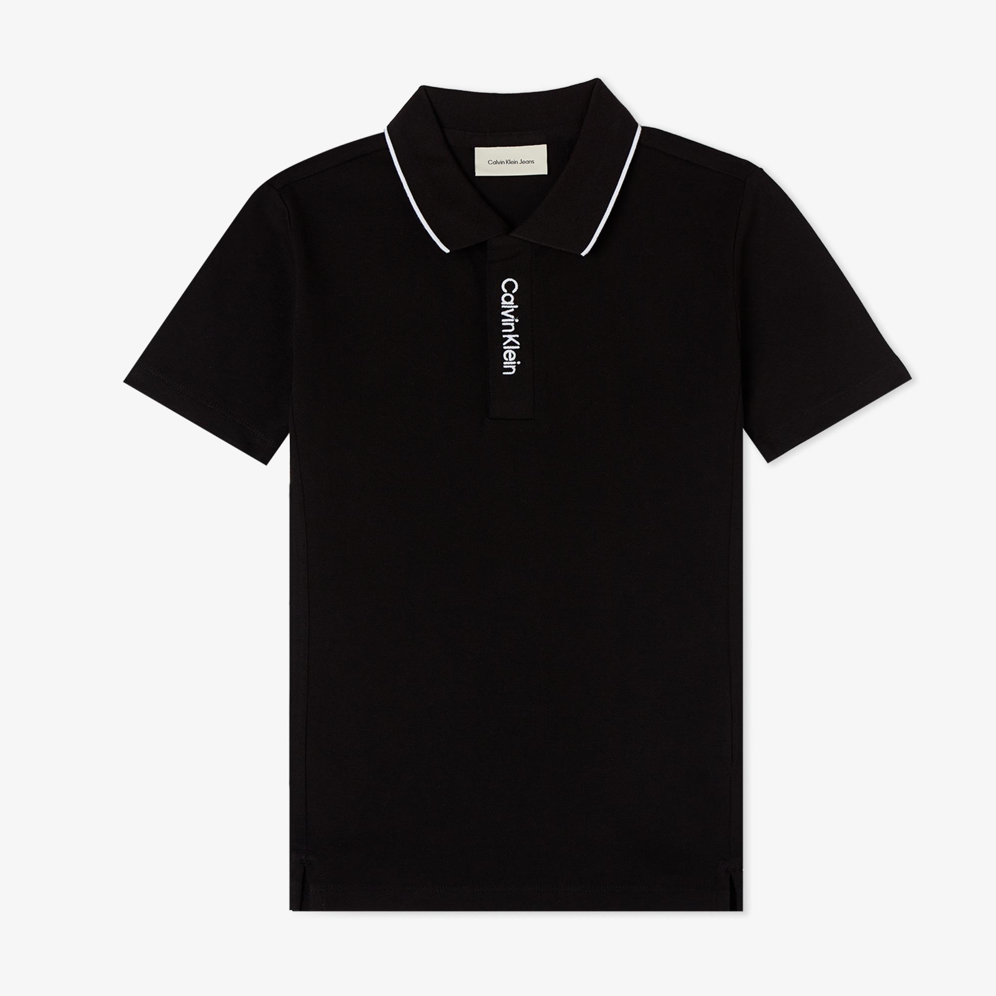 Calvin Klein Logo Pique Çocuk Siyah Polo
