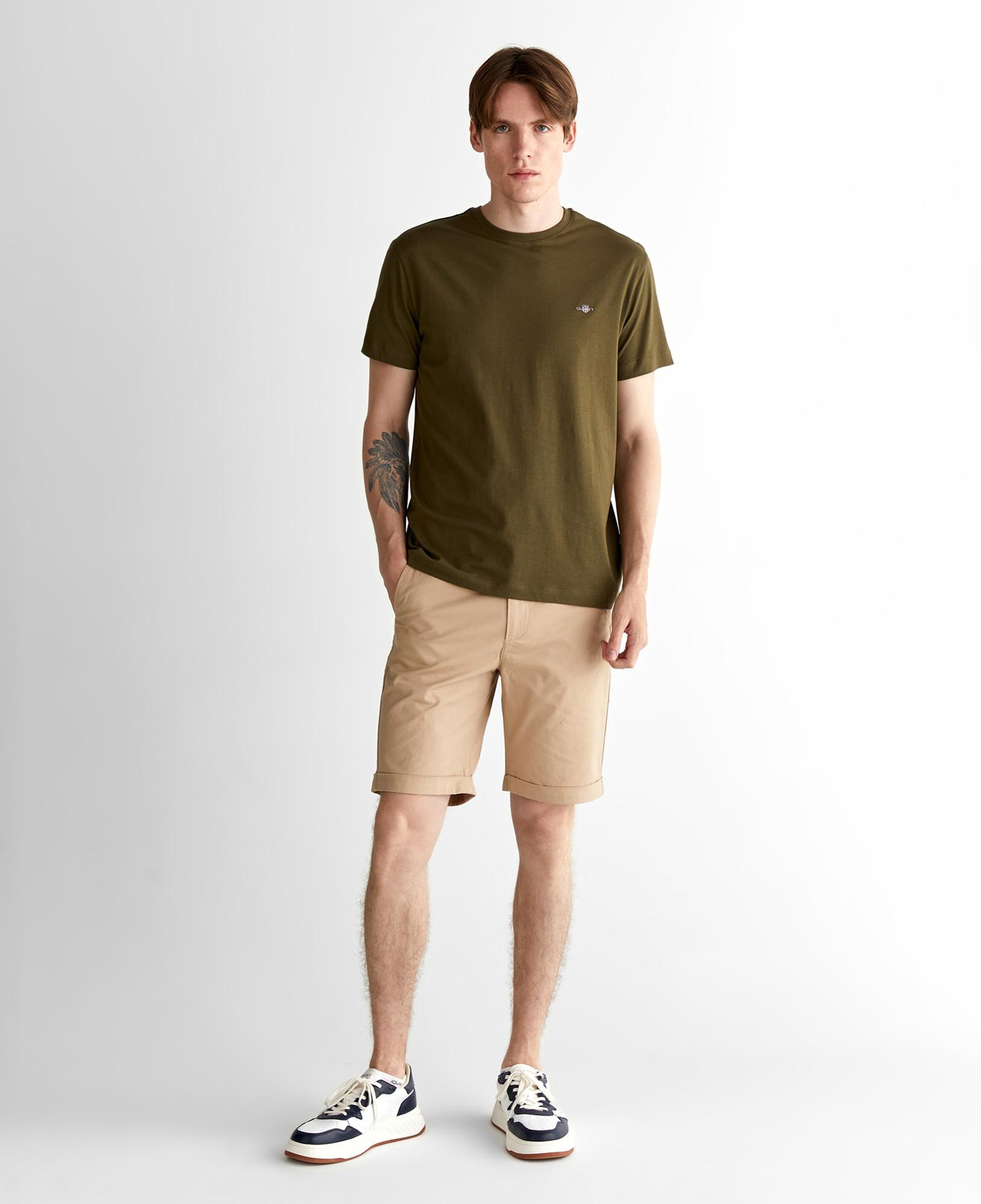 GANT Erkek Yeşil Regular Fit Bisiklet Yaka T-Shirt