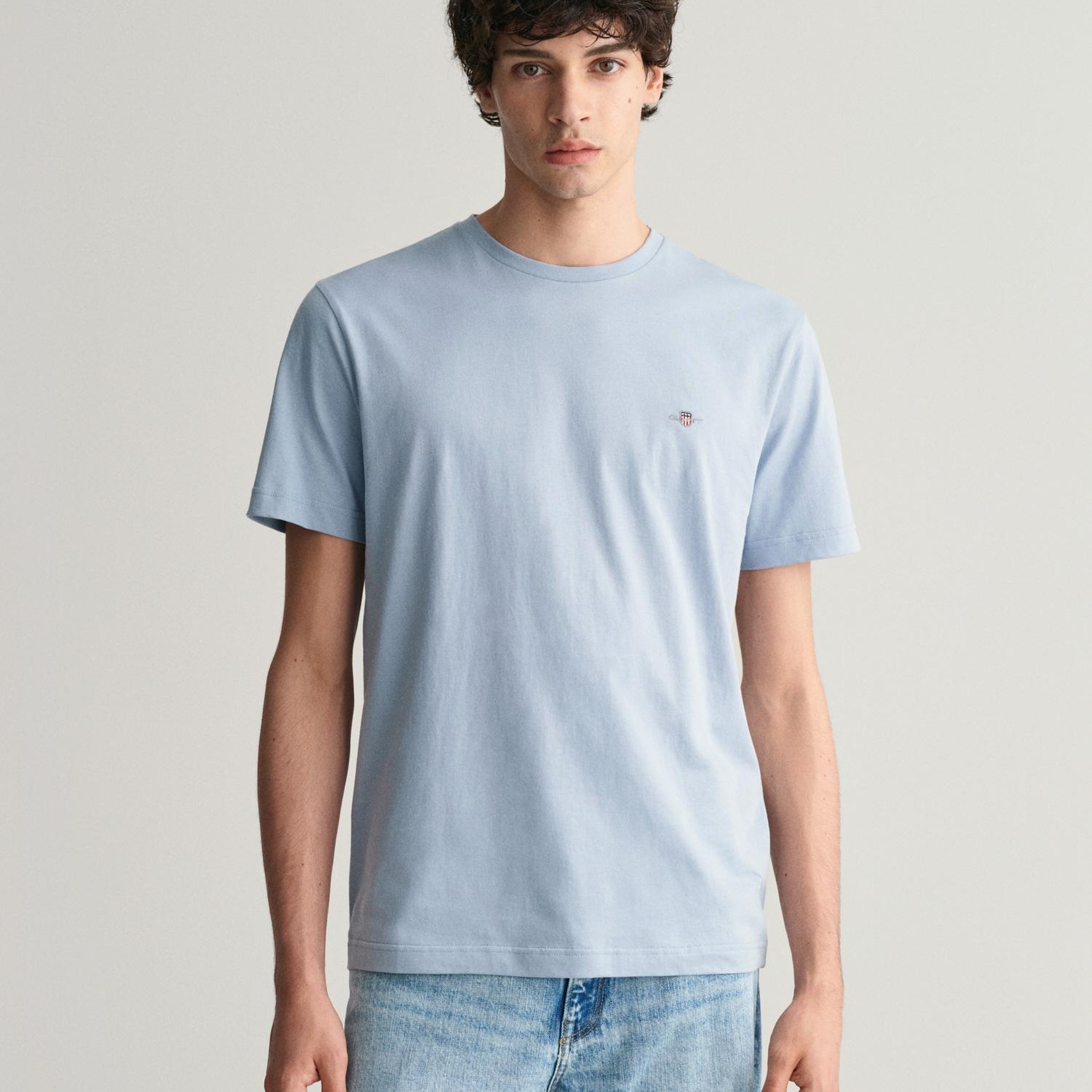GANT Erkek Mavi Regular Fit Bisiklet Yaka T-Shirt