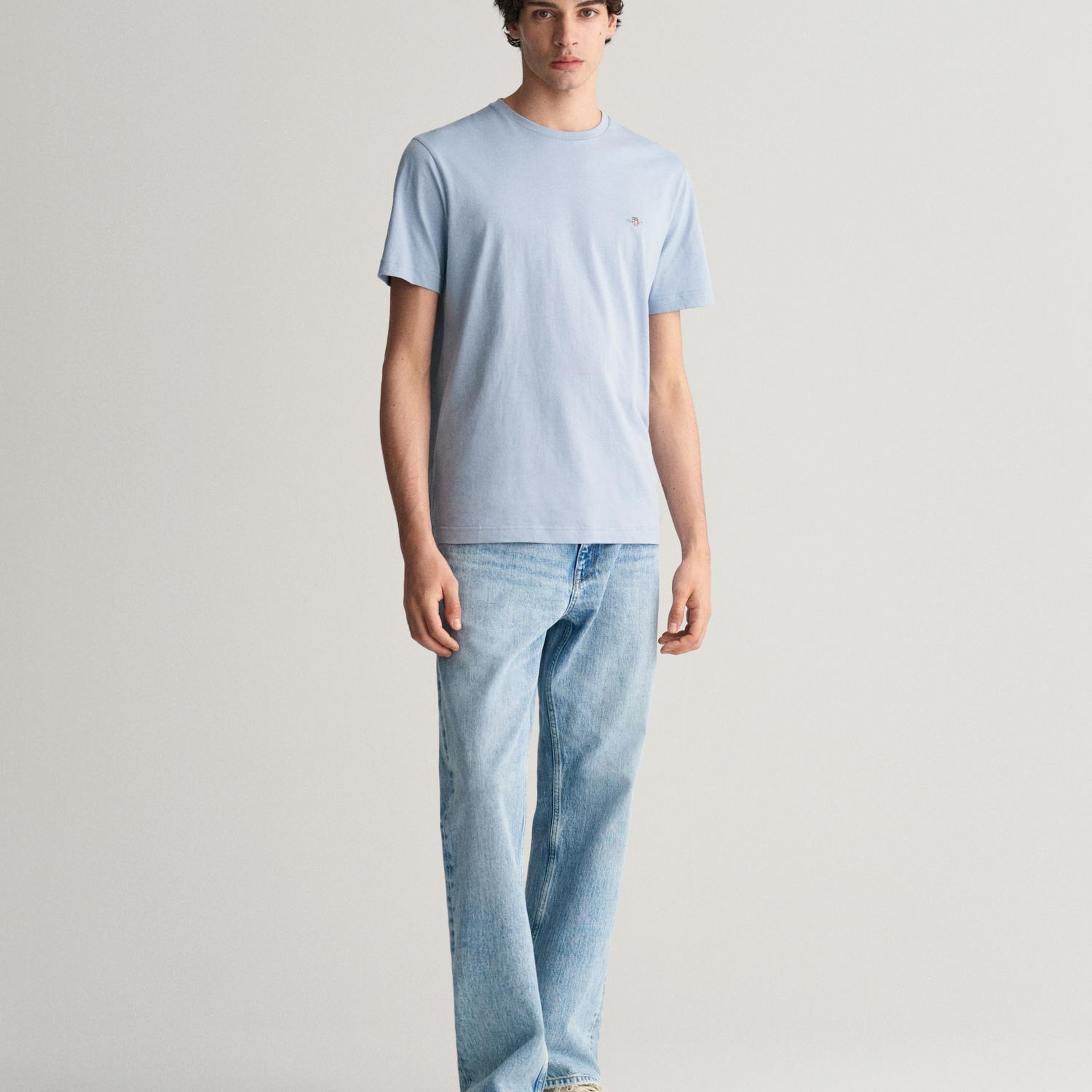 GANT Erkek Mavi Regular Fit Bisiklet Yaka T-Shirt