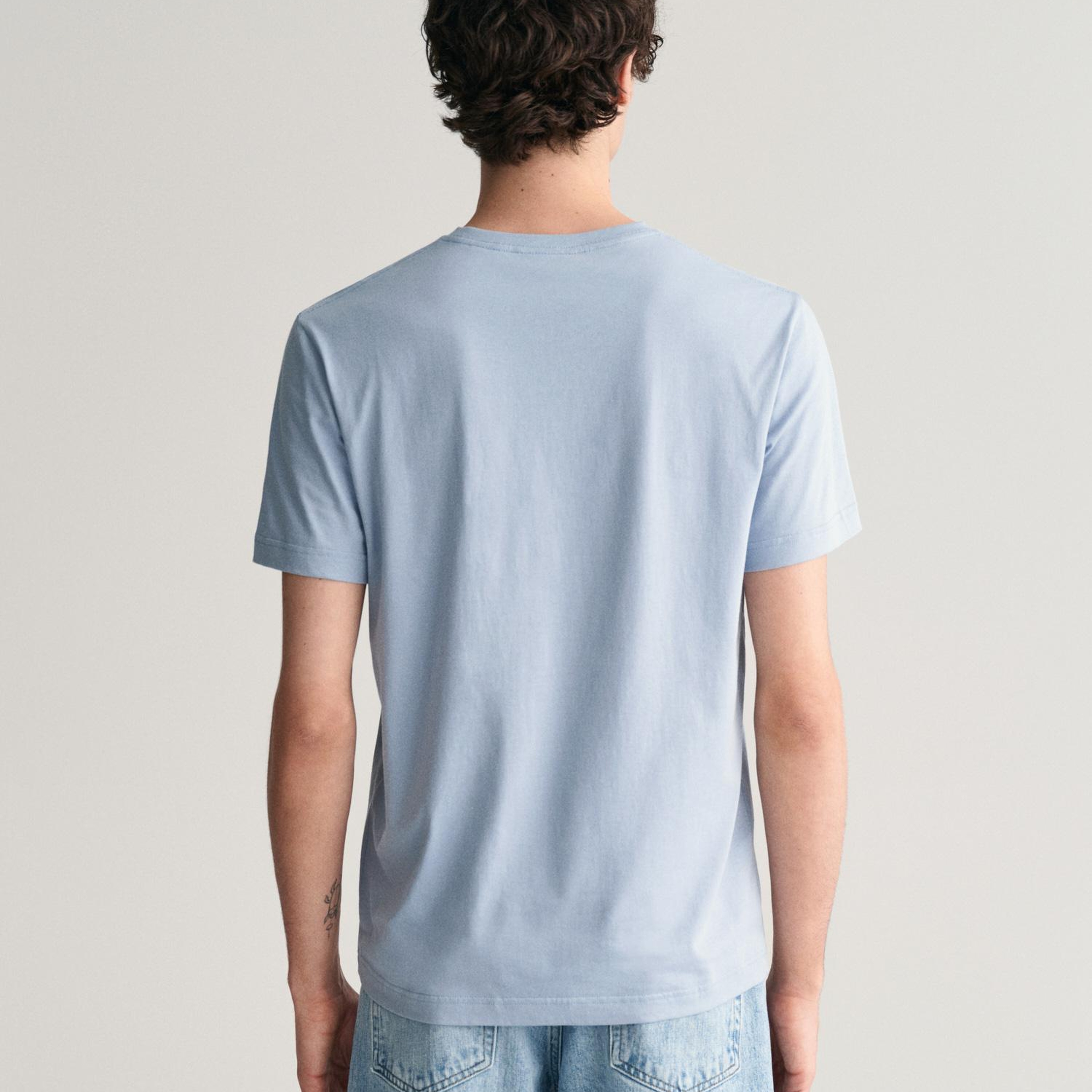 GANT Erkek Mavi Regular Fit Bisiklet Yaka T-Shirt