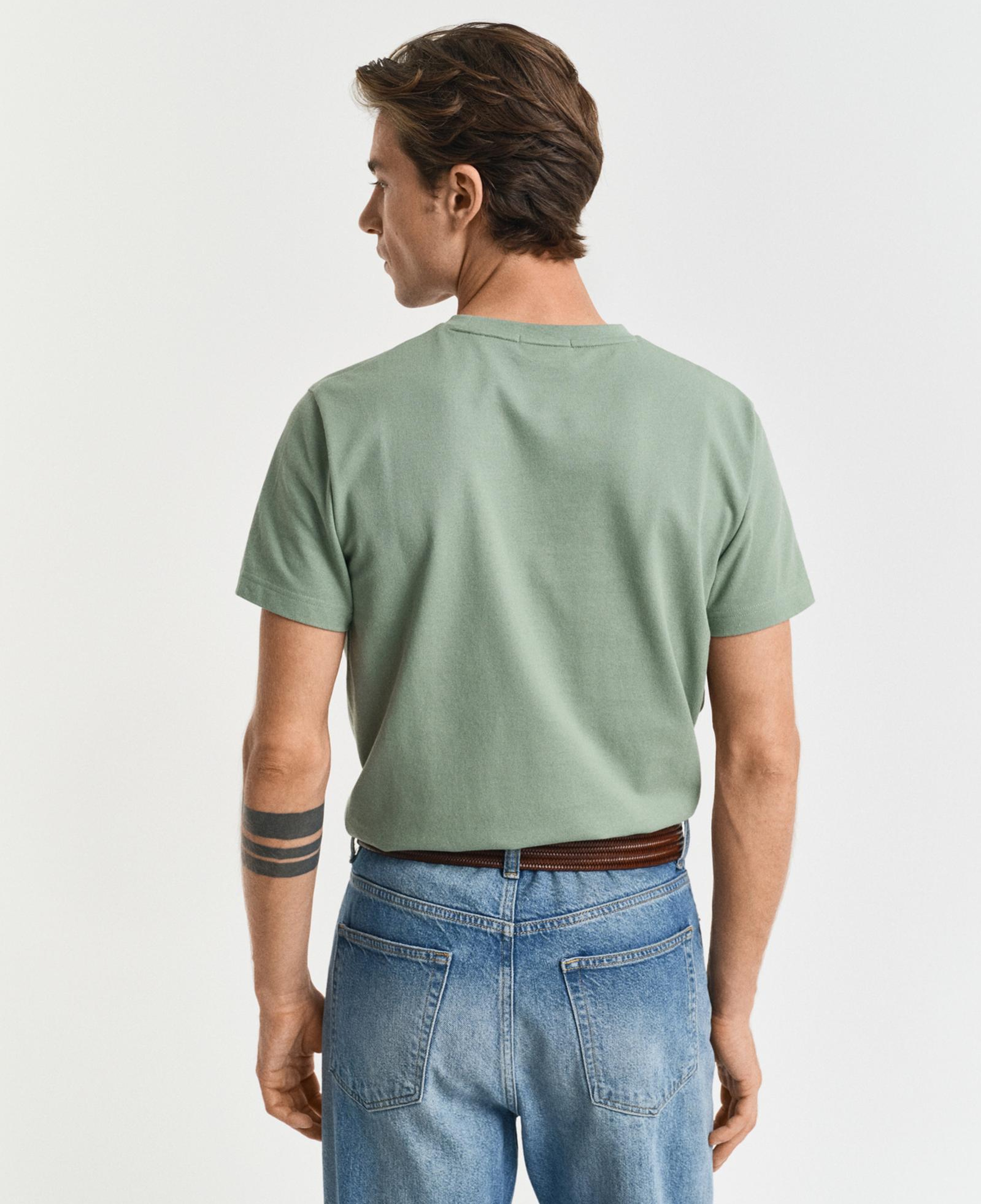 GANT Erkek Yeşil Slim Fit Bisiklet Yaka T-Shirt