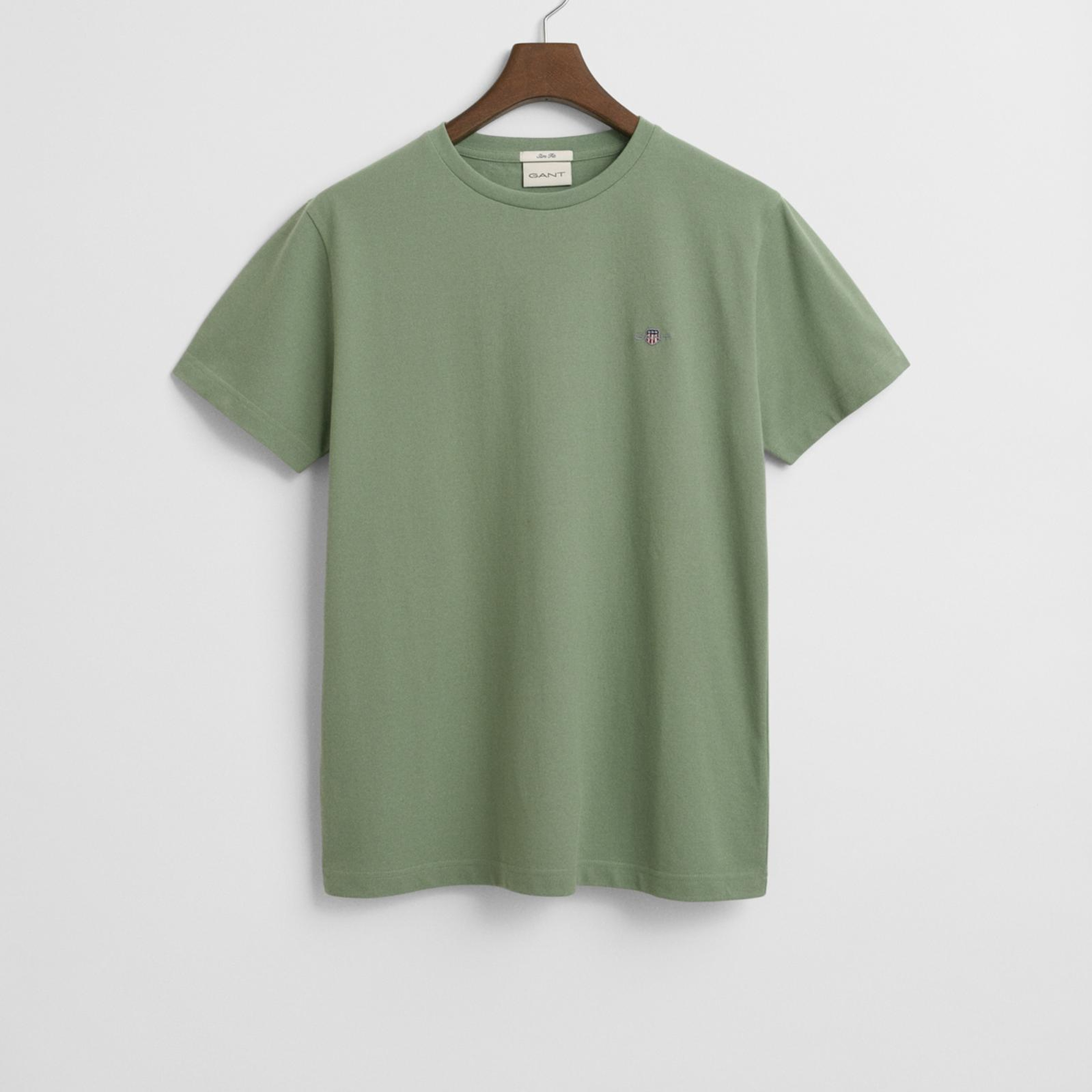 GANT Erkek Yeşil Slim Fit Bisiklet Yaka T-Shirt