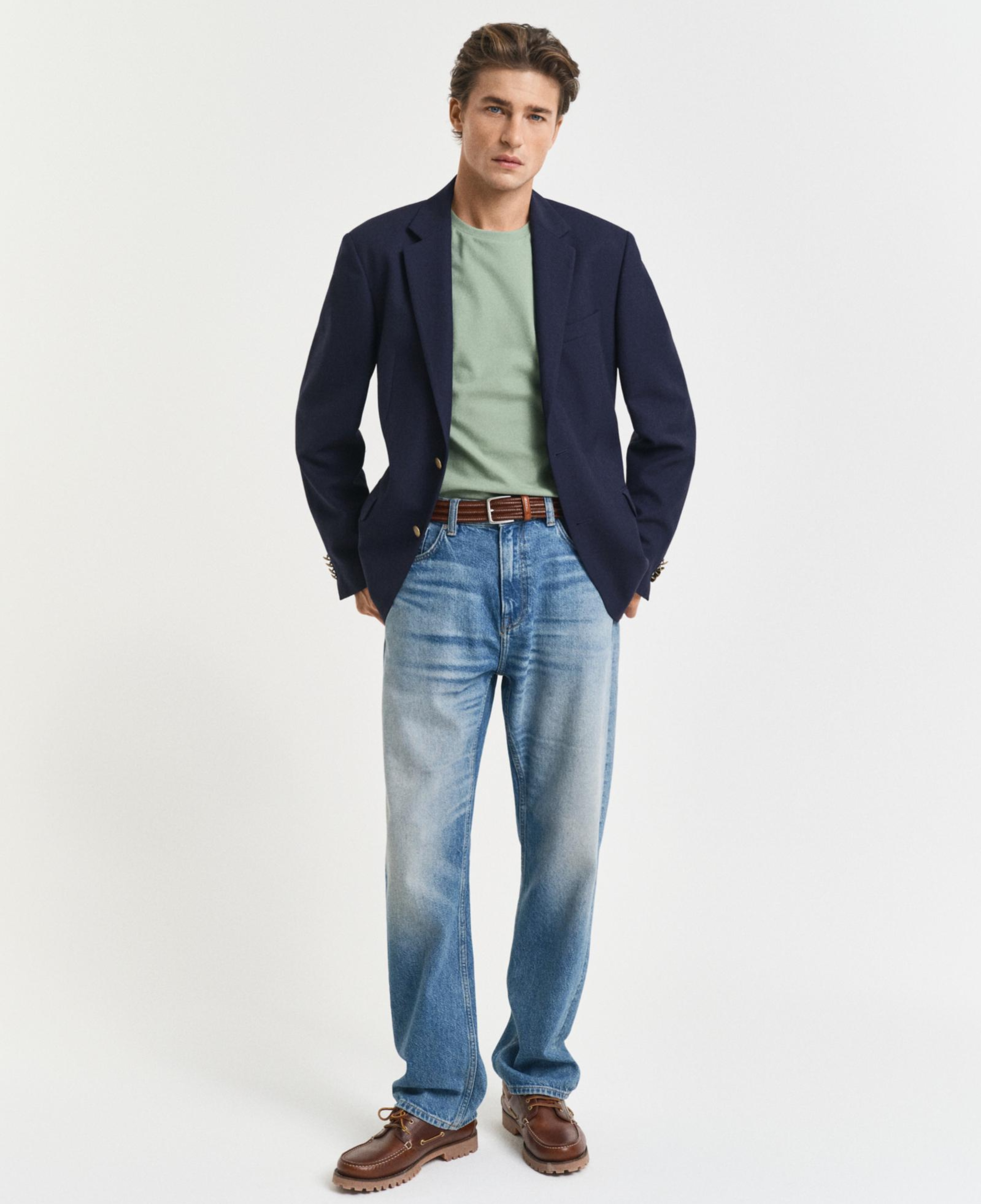 GANT Erkek Yeşil Slim Fit Bisiklet Yaka T-Shirt