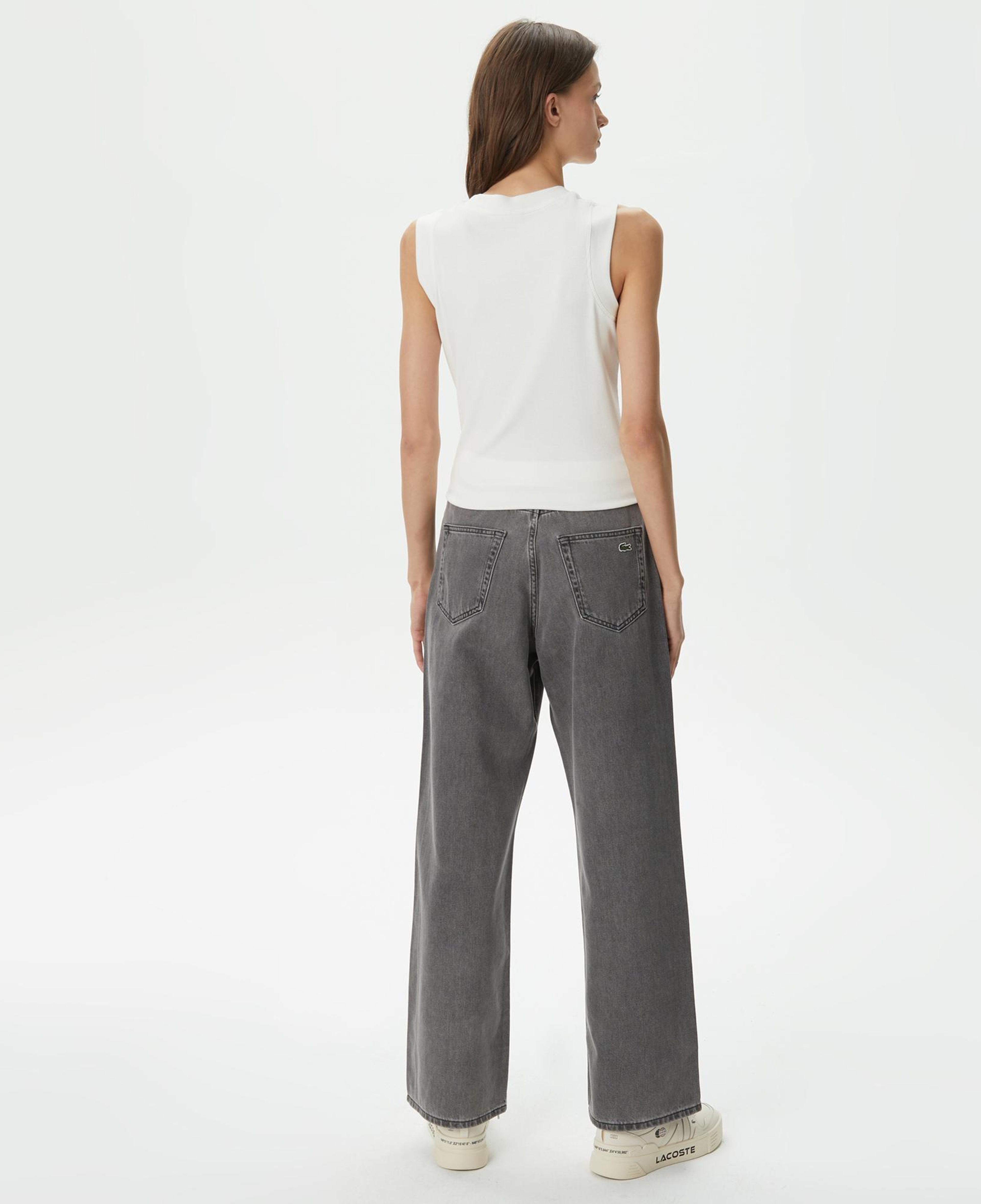 Lacoste Kadın Loose Fit Gri Jean Pantolon