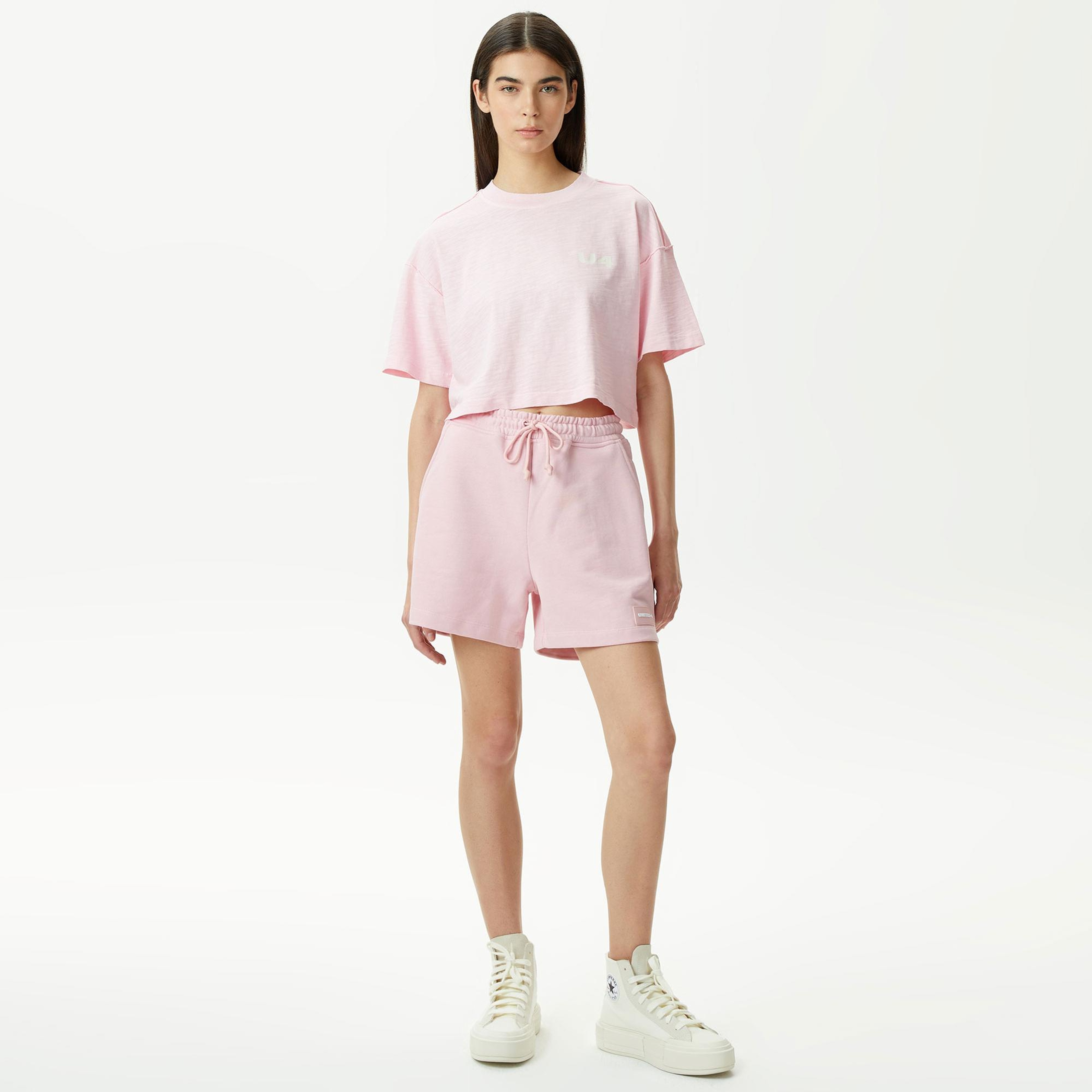 UNITED4 Kadın Pembe Crop T-Shirt