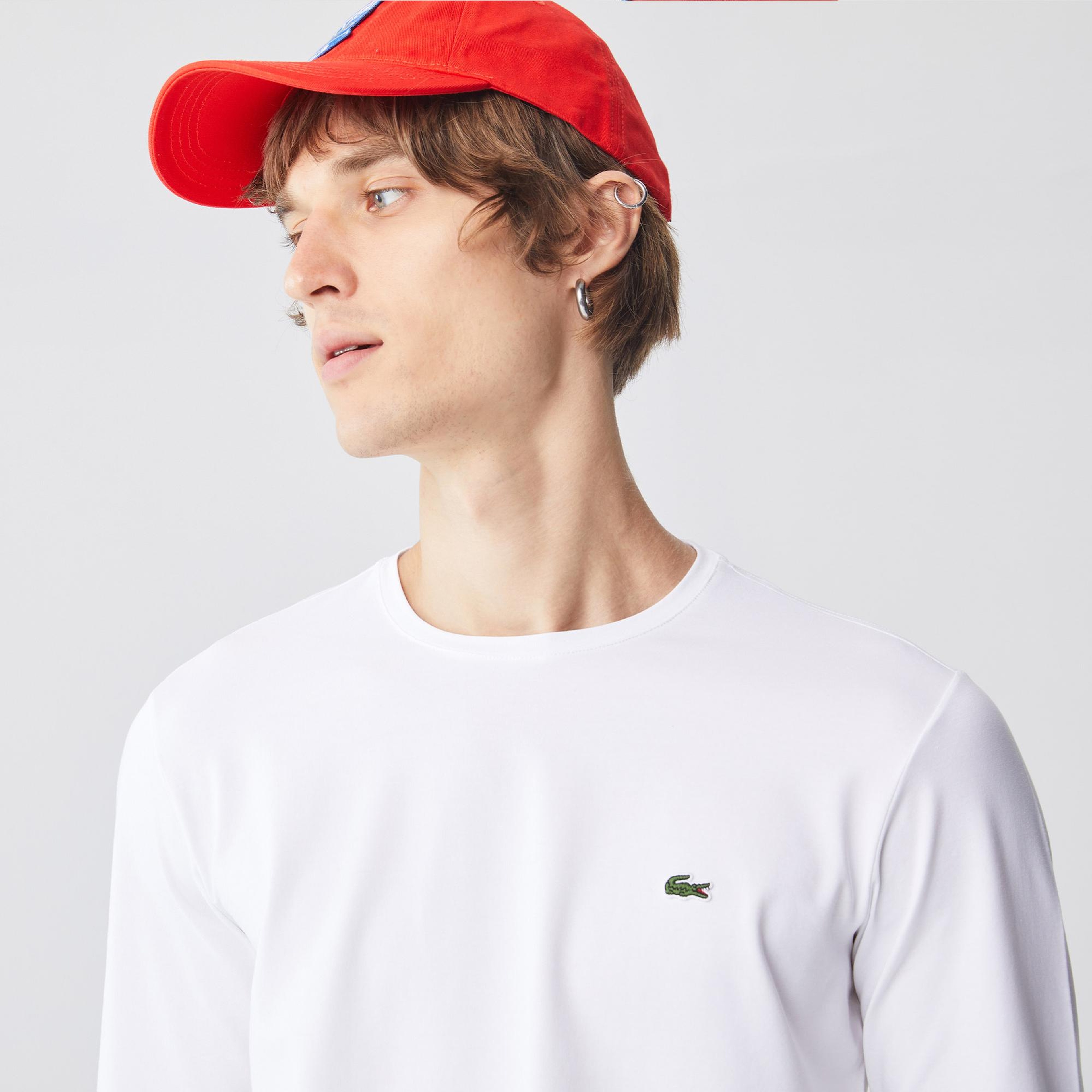 Lacoste Erkek Regular Fit Uzun Kollu Bisiklet Yaka Beyaz T-Shirt