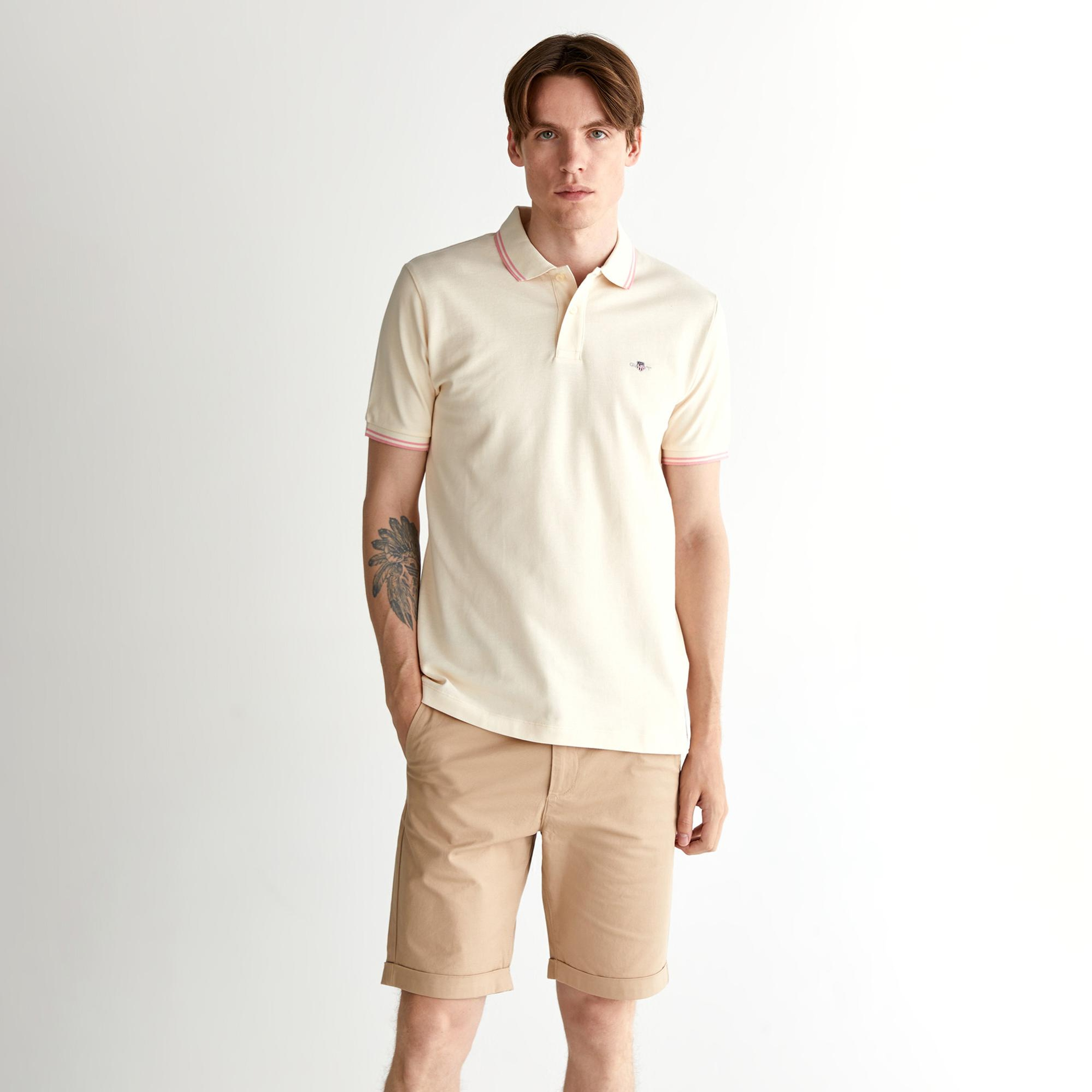 GANT Erkek Krem Regular Fit Polo