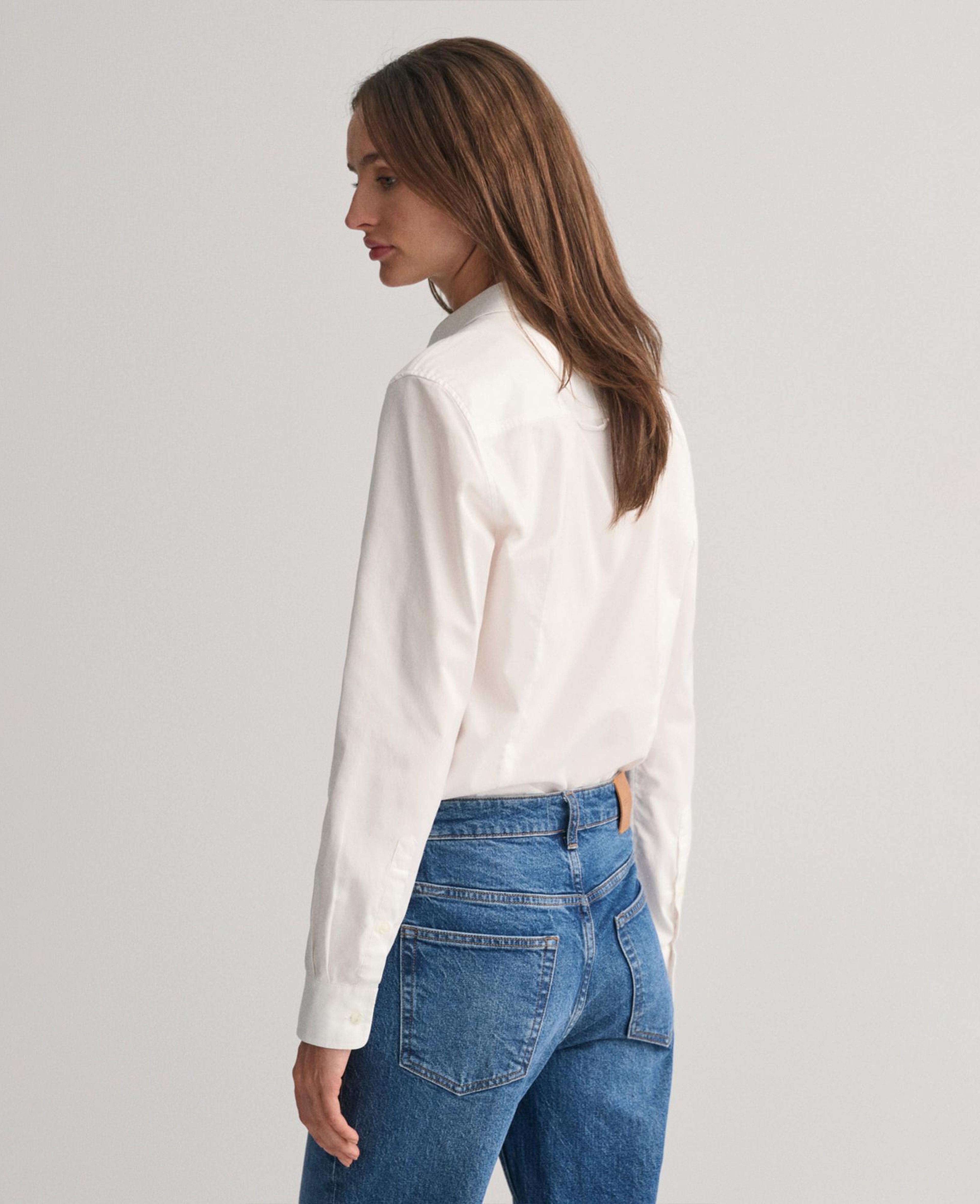 GANT Kadın Beyaz Slim Fit Klasik Yaka Oxford Gömlek