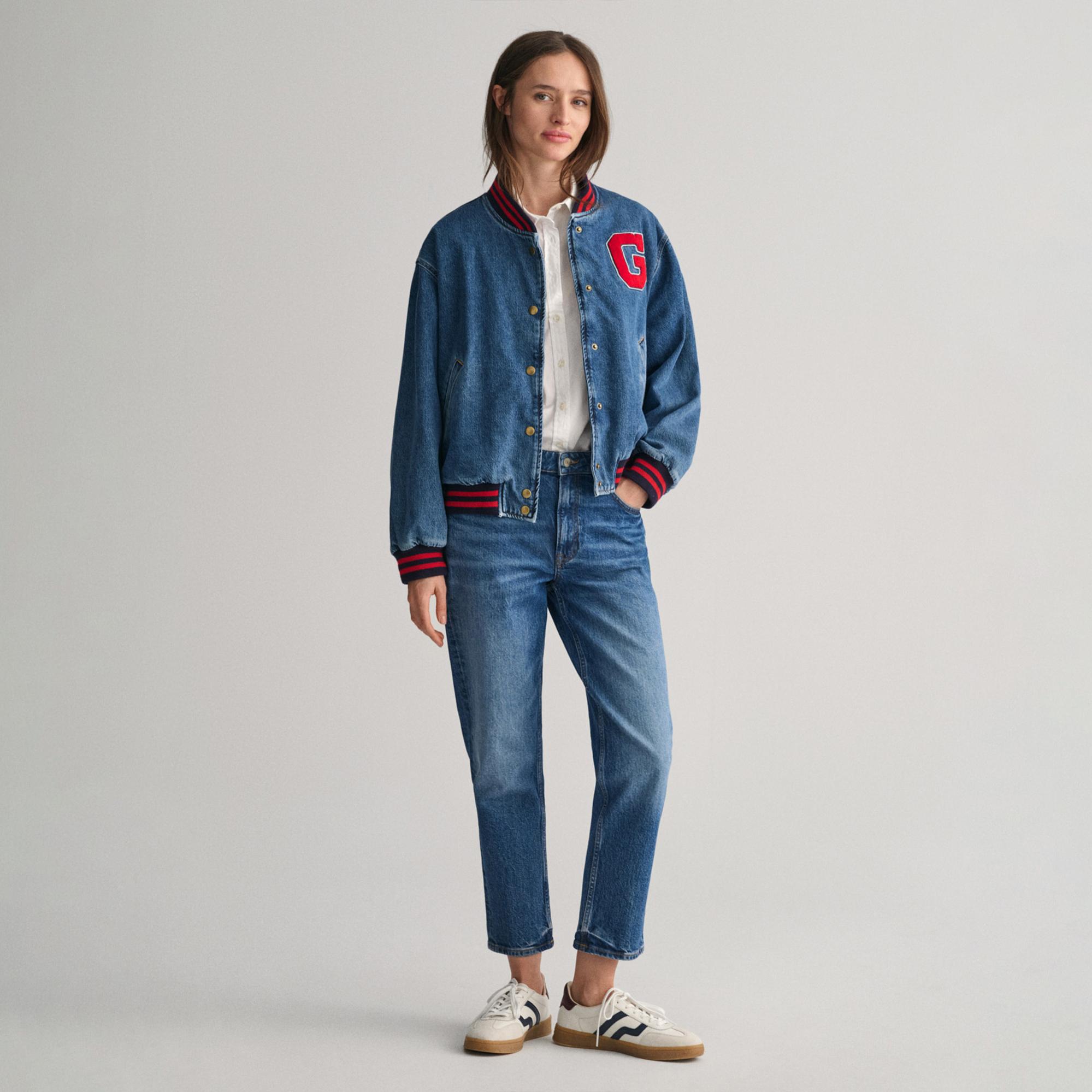 GANT Kadın Beyaz Slim Fit Klasik Yaka Oxford Gömlek