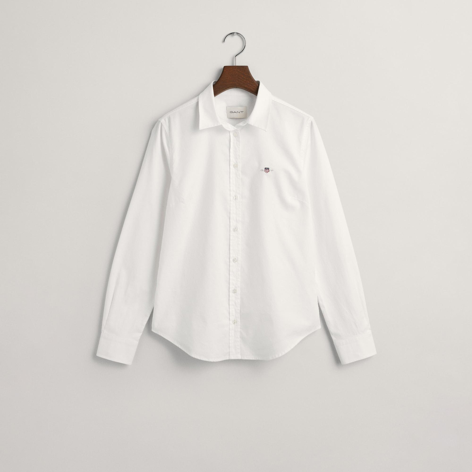 GANT Kadın Beyaz Slim Fit Klasik Yaka Oxford Gömlek
