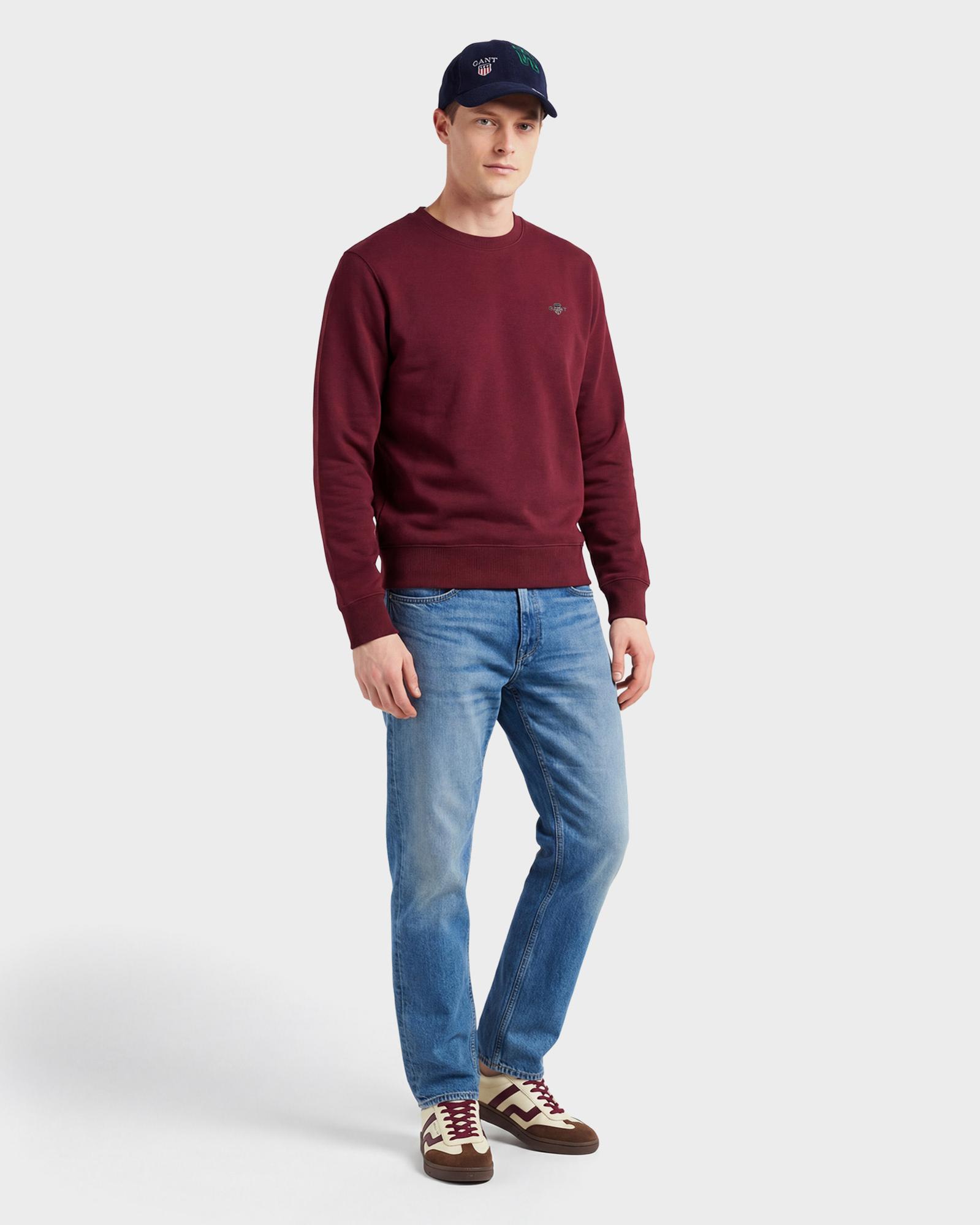 GANT Erkek Bordo Regular Fit Bisiklet Yaka Sweatshirt