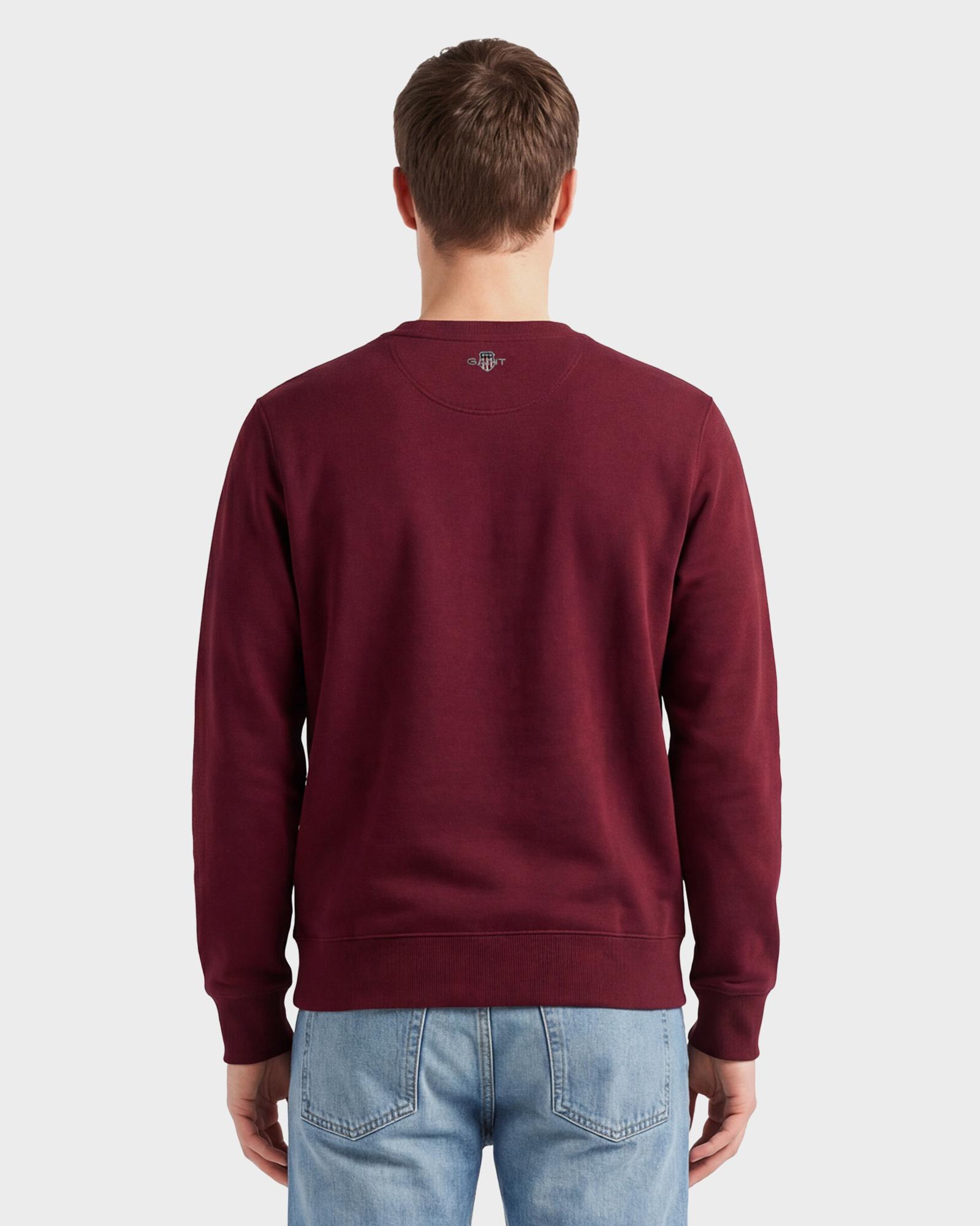 GANT Erkek Bordo Regular Fit Bisiklet Yaka Sweatshirt