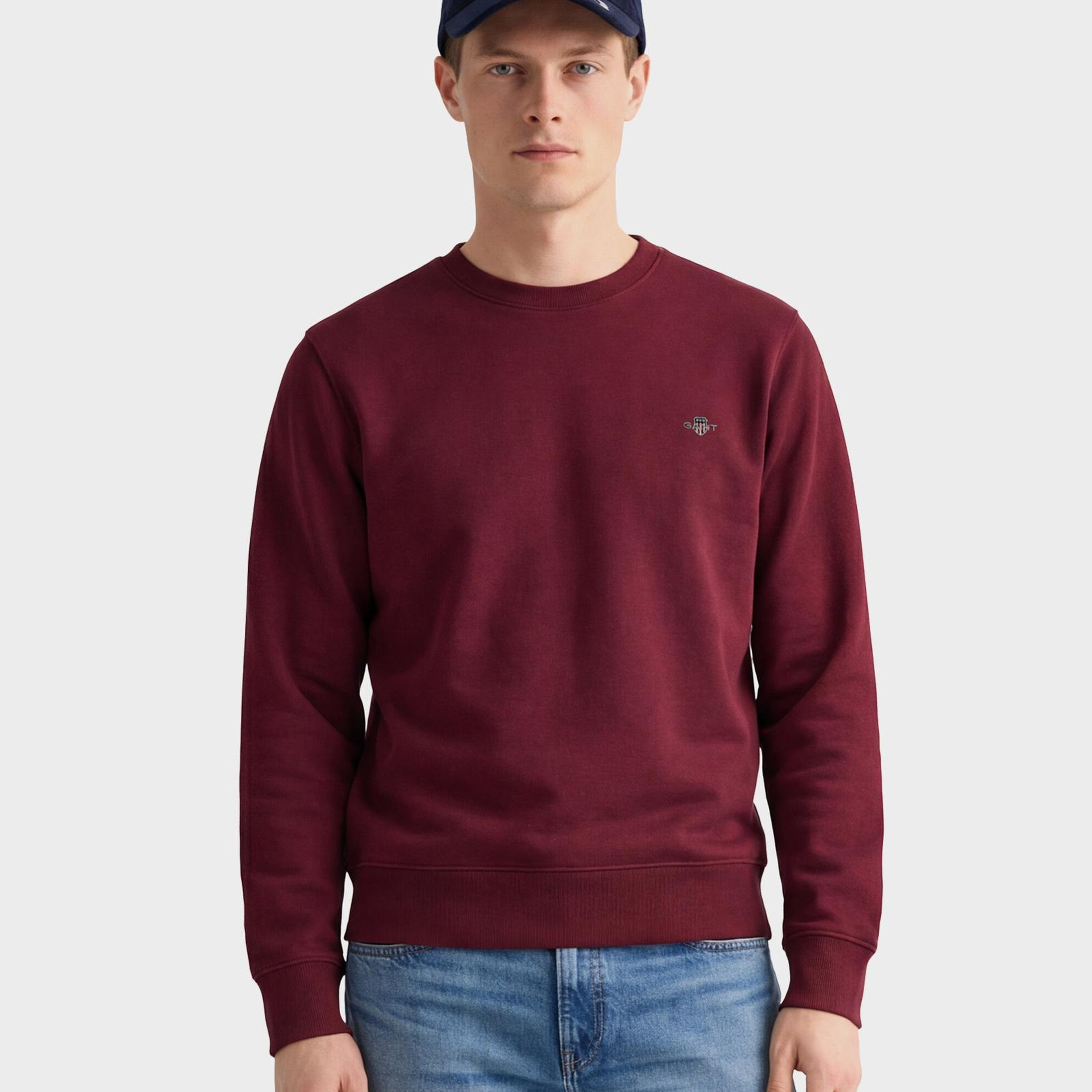 GANT Erkek Bordo Regular Fit Bisiklet Yaka Sweatshirt