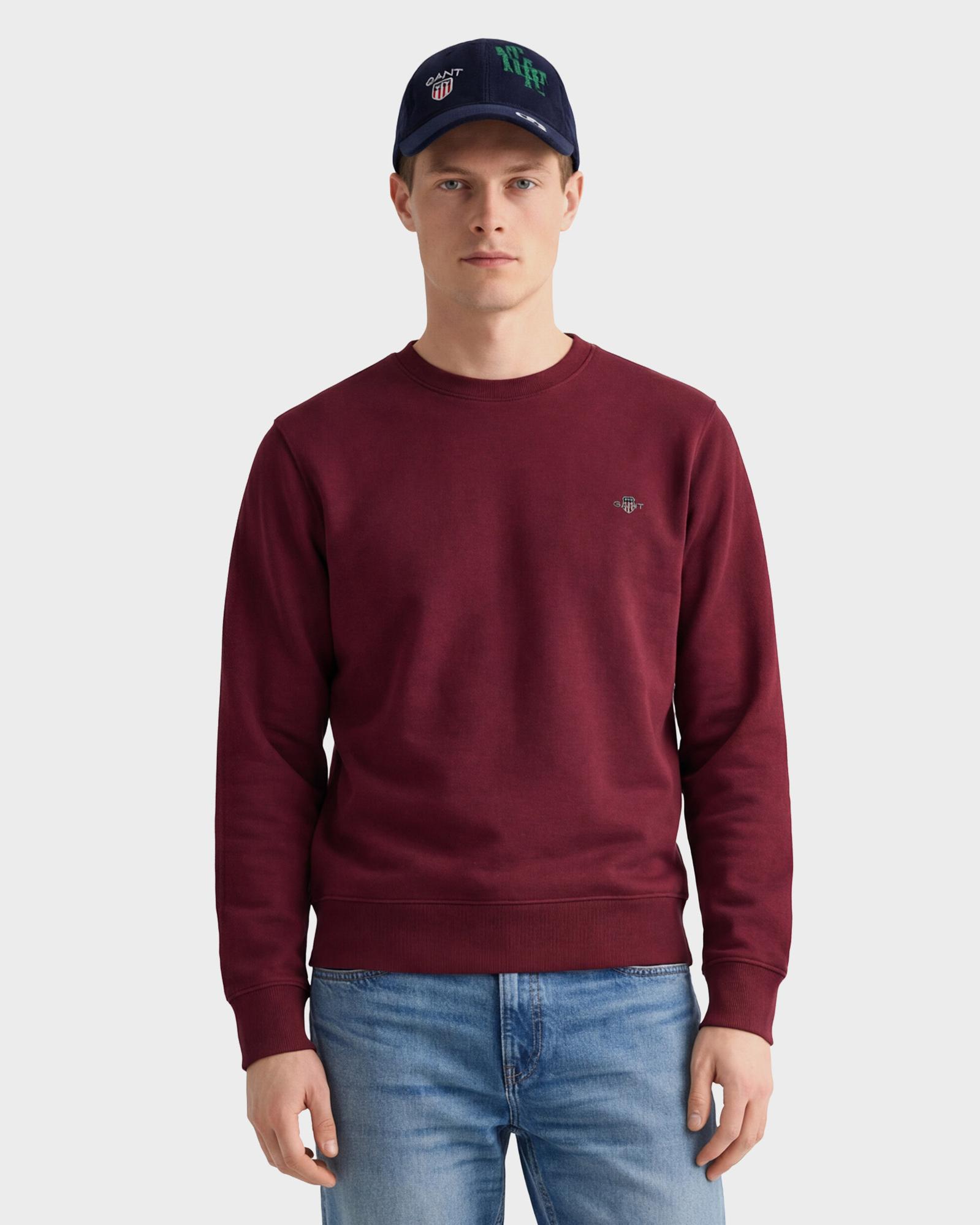 GANT Erkek Bordo Regular Fit Bisiklet Yaka Sweatshirt