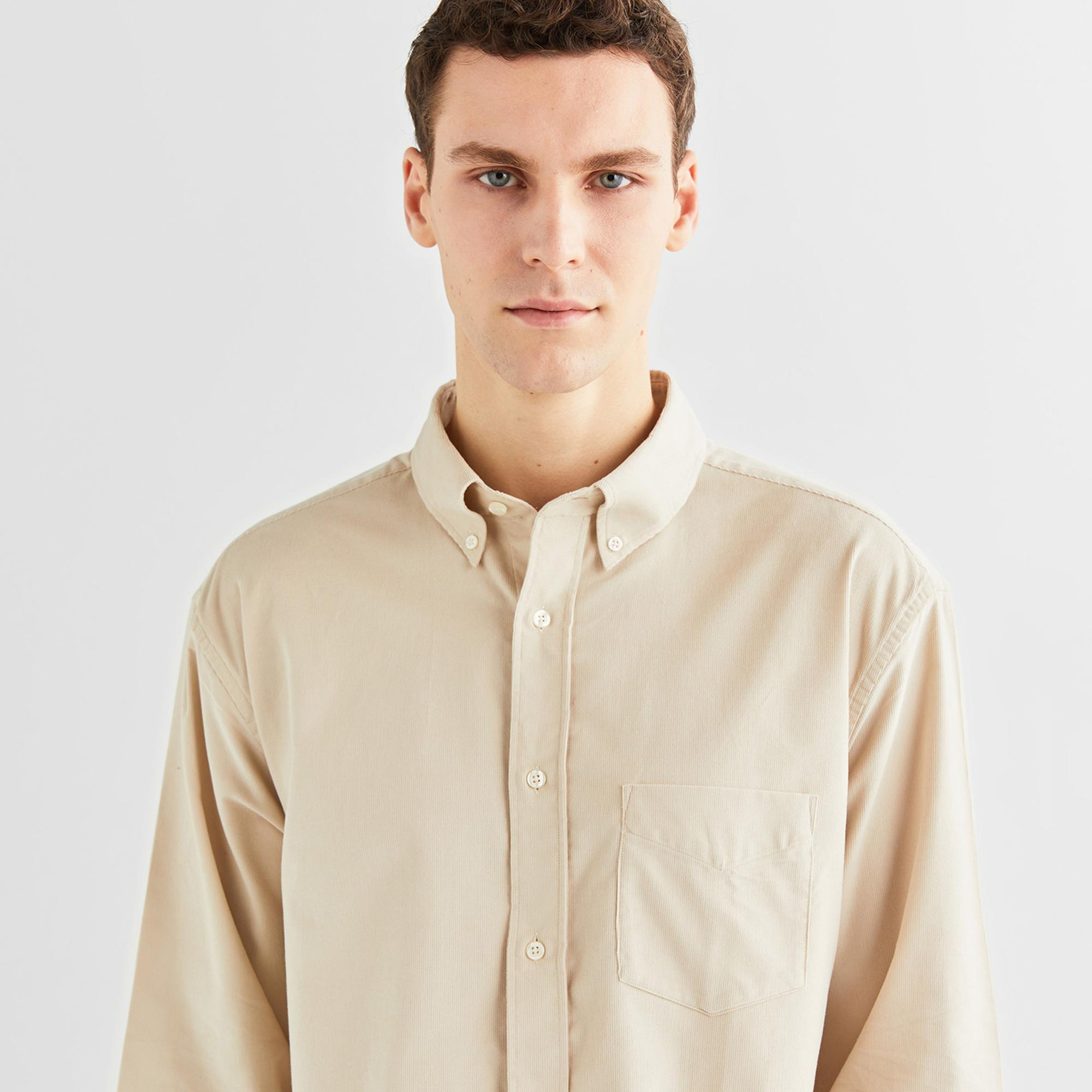 GANT Erkek Bej Relaxed Fit Düğmeli Yaka Gömlek