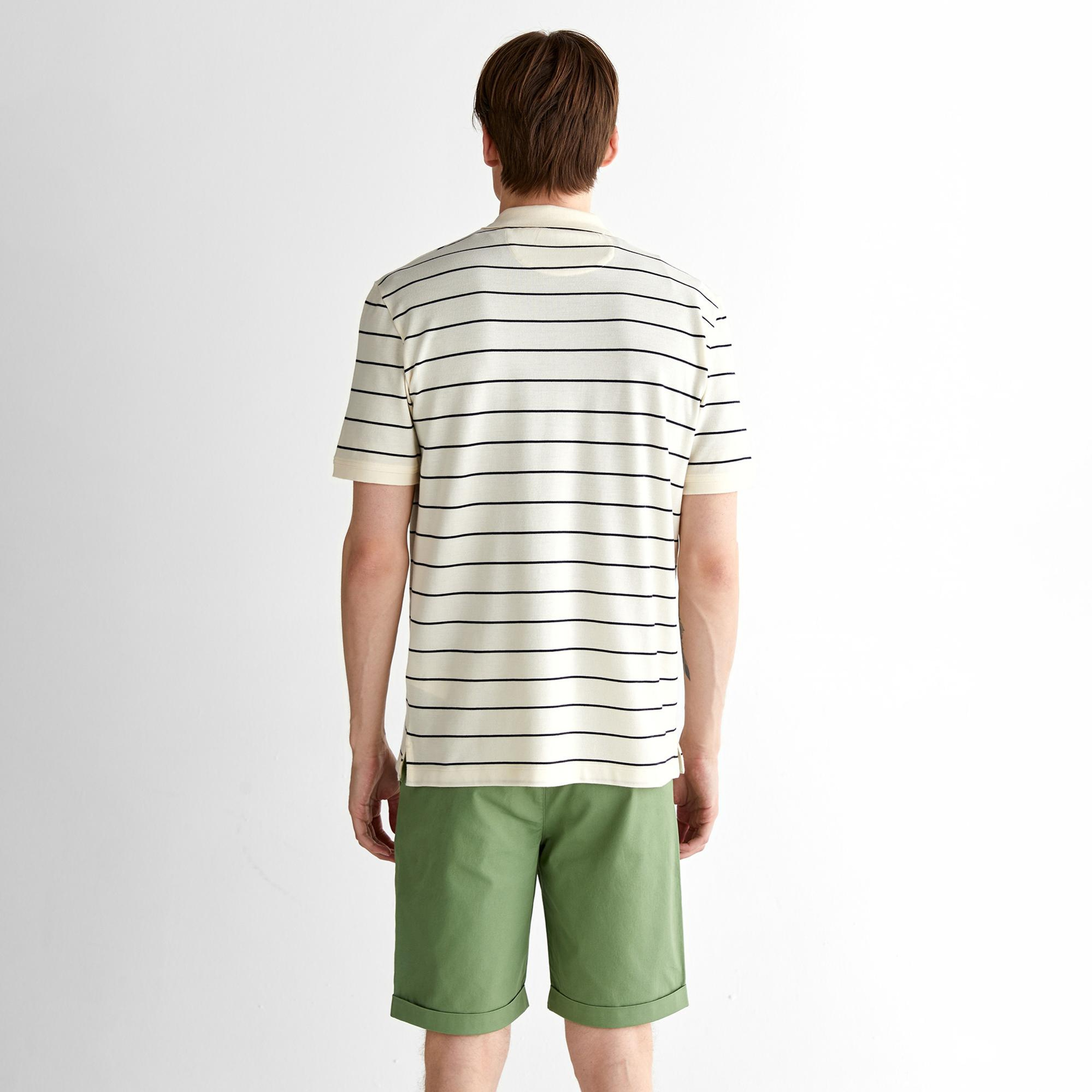 GANT Erkek Krem Regular Fit Çizgili Polo