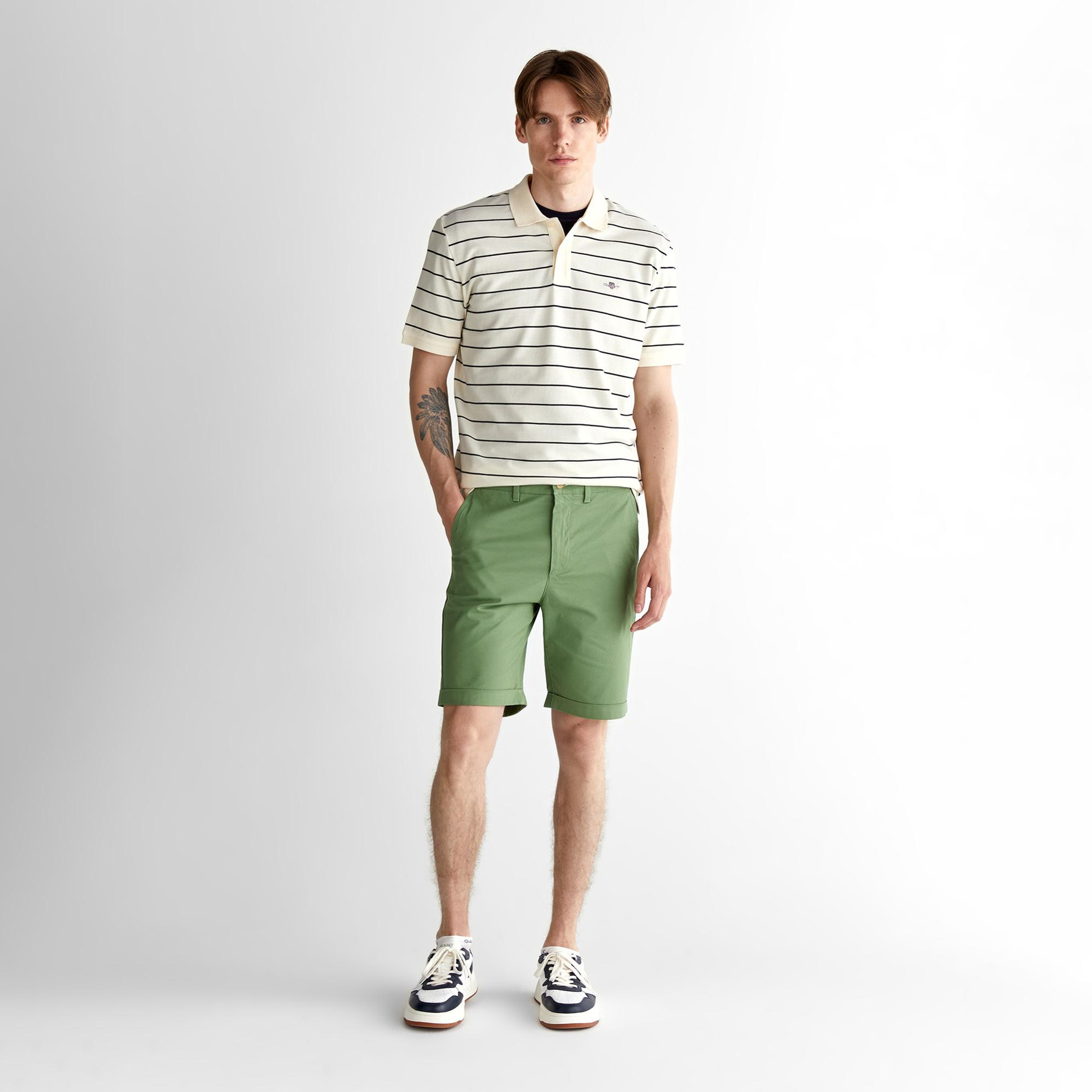 GANT Erkek Krem Regular Fit Çizgili Polo