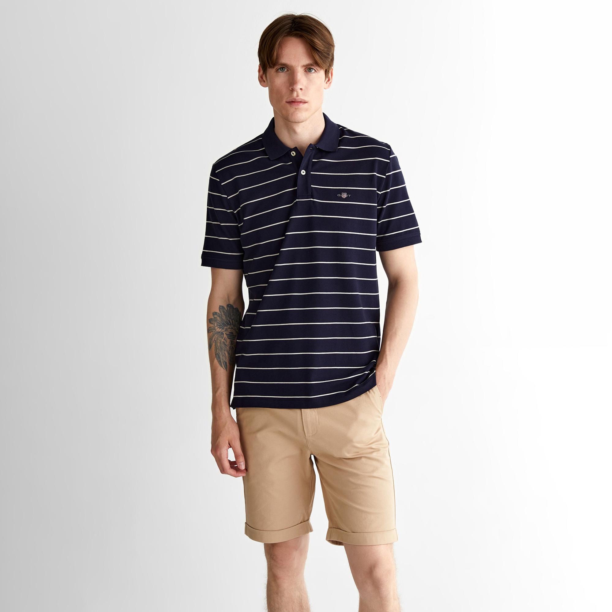 GANT Erkek Lacivert Regular Fit Çizgili Polo