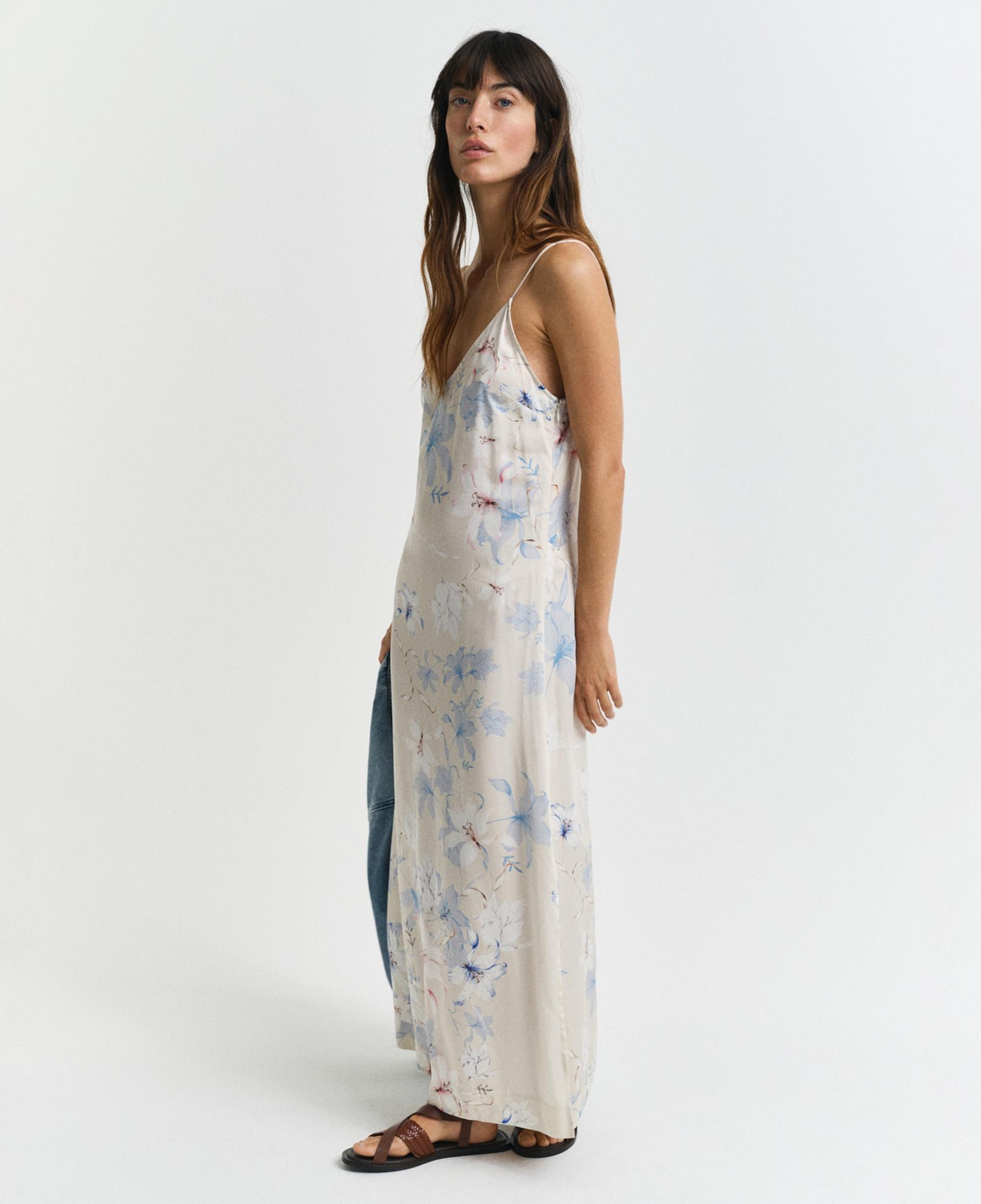 GANT Kadın Pembe Regular Fit V Yaka Desenli Elbise