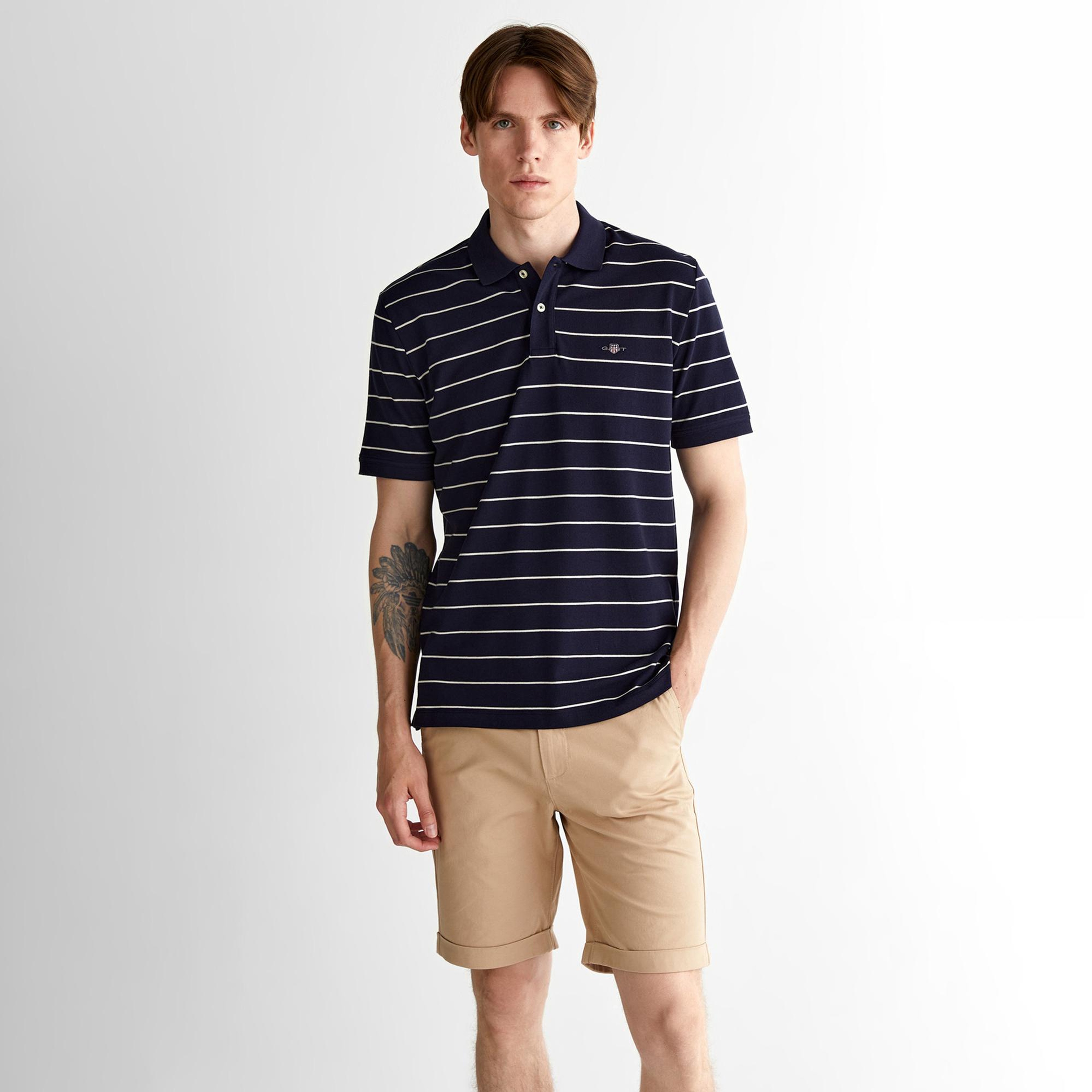 GANT Erkek Lacivert Regular Fit Çizgili Polo