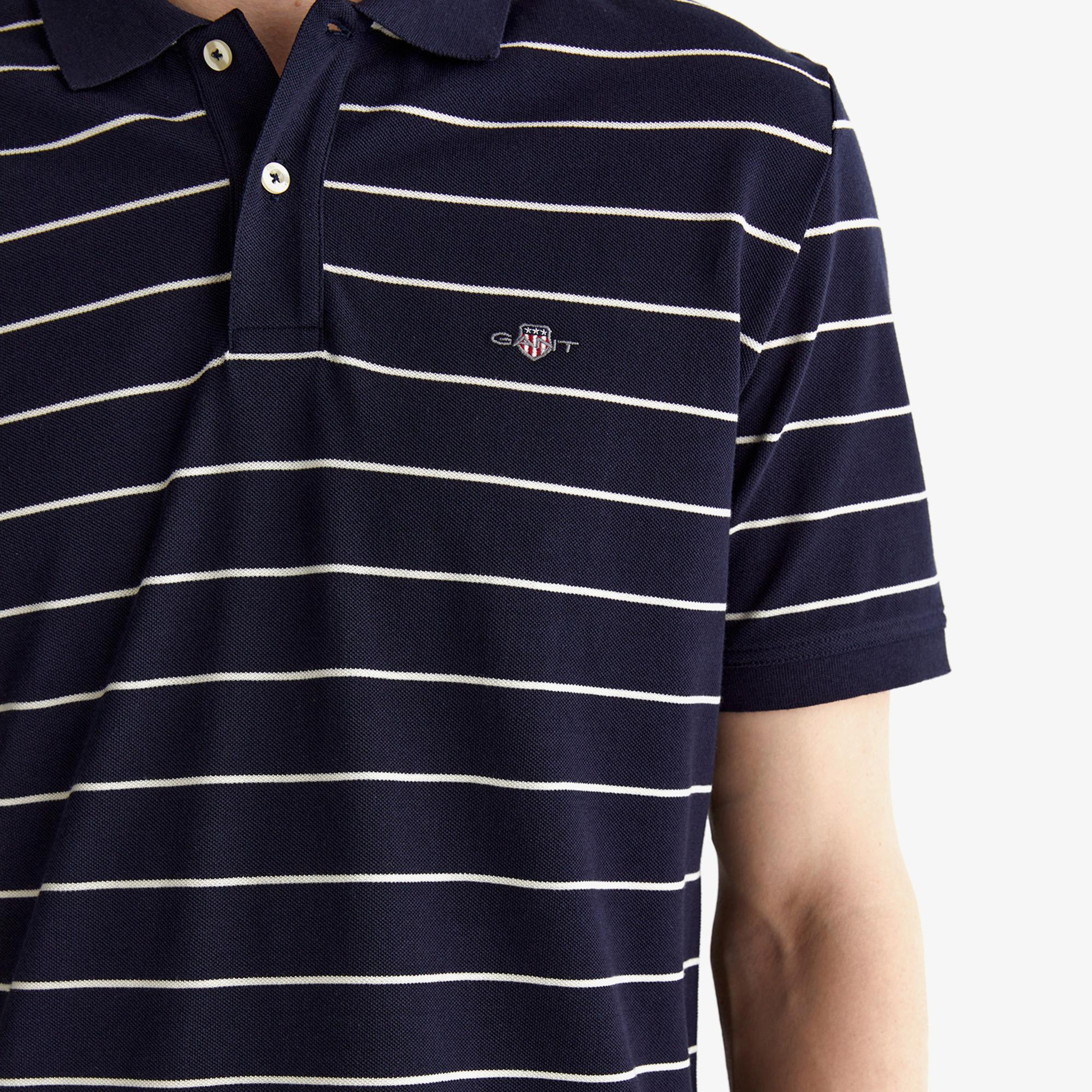 GANT Erkek Lacivert Regular Fit Çizgili Polo