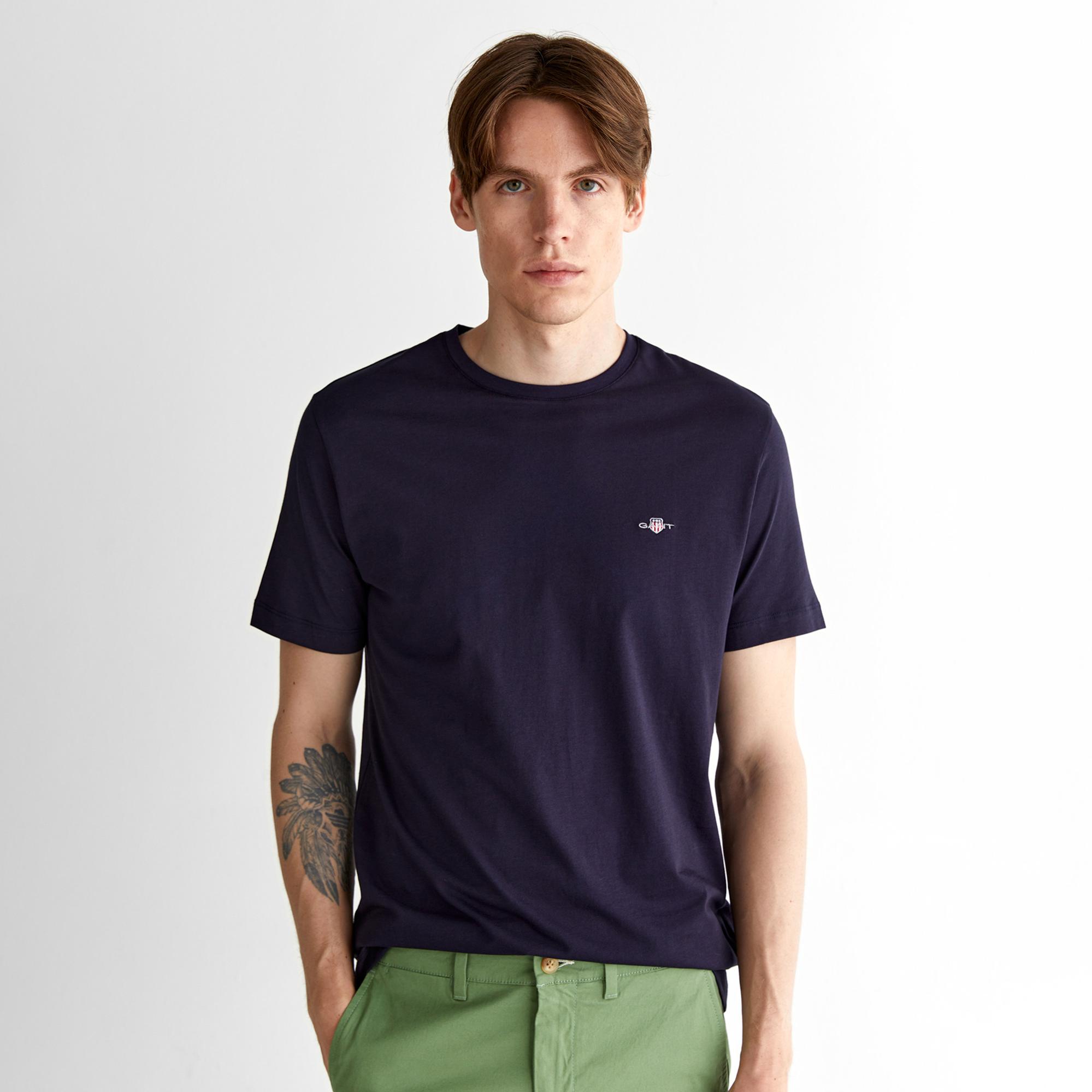 GANT Erkek Lacivert Regular Fit Bisiklet Yaka T-Shirt