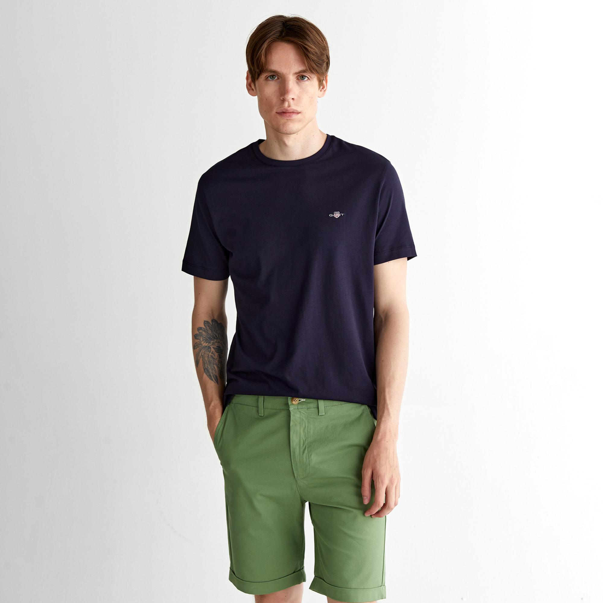 GANT Erkek Lacivert Regular Fit Bisiklet Yaka T-Shirt