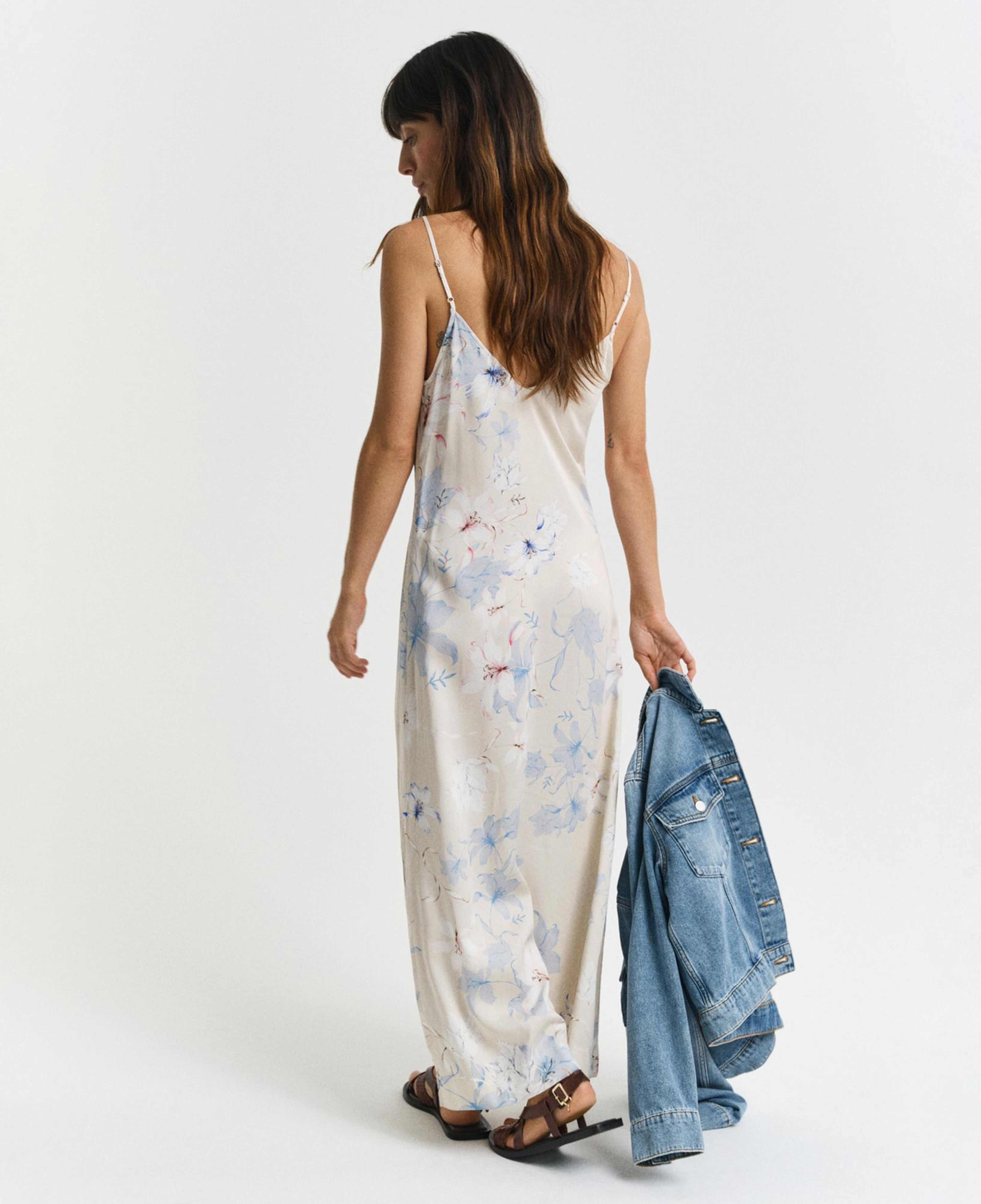 GANT Kadın Pembe Regular Fit V Yaka Desenli Elbise