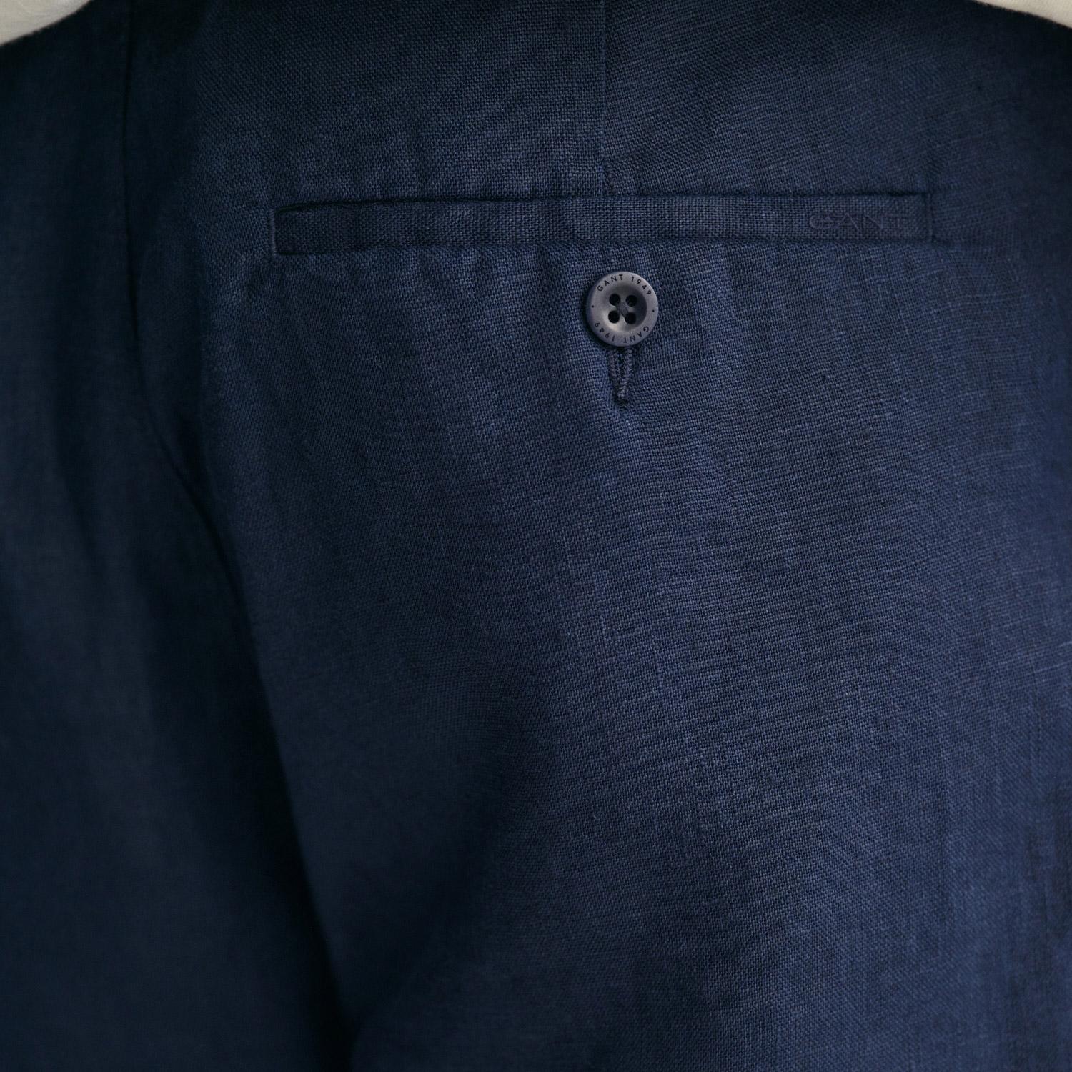 GANT Erkek Lacivert Relaxed Fit Keten Şort