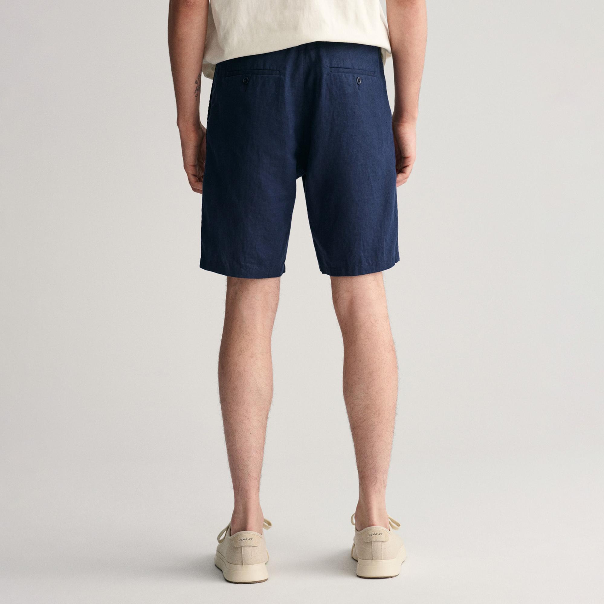 GANT Erkek Lacivert Relaxed Fit Keten Şort