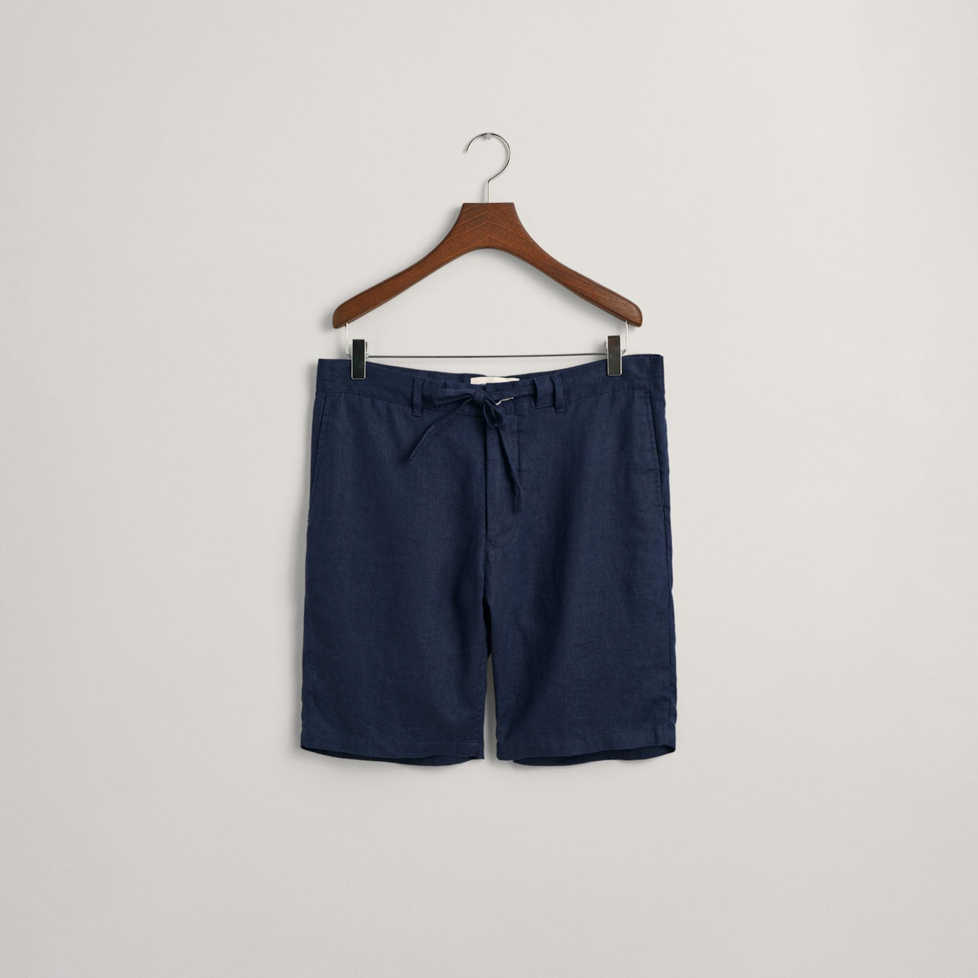 GANT Erkek Lacivert Relaxed Fit Keten Şort