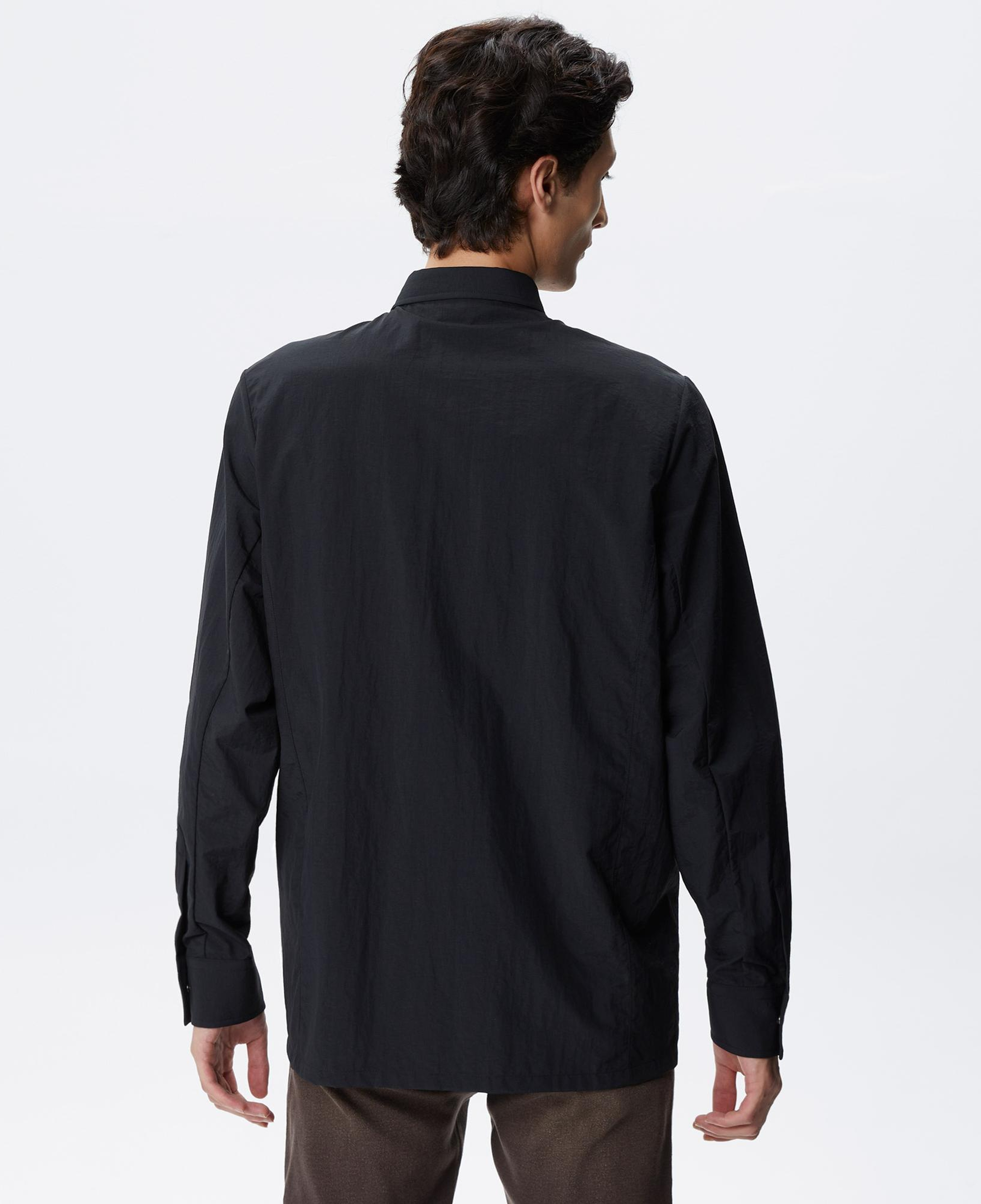 Erkek Relaxed Fit Baskılı Siyah Gömlek