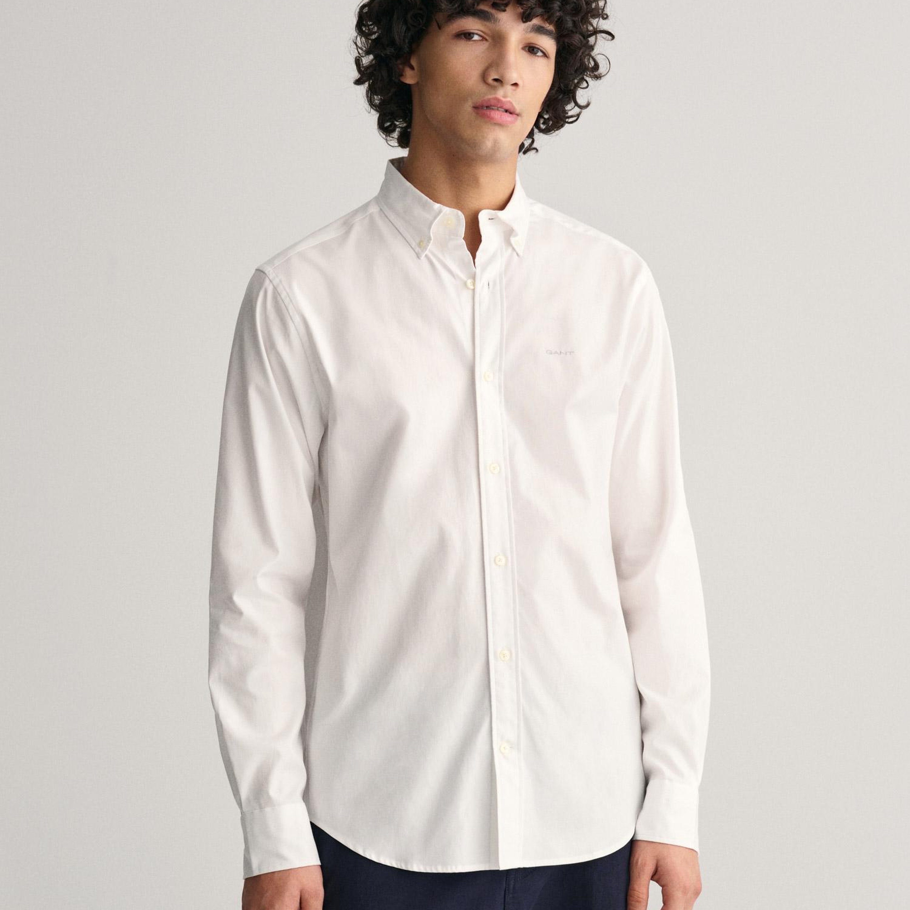 GANT Erkek Beyaz Regular Fit Düğmeli Yaka Oxford Gömlek