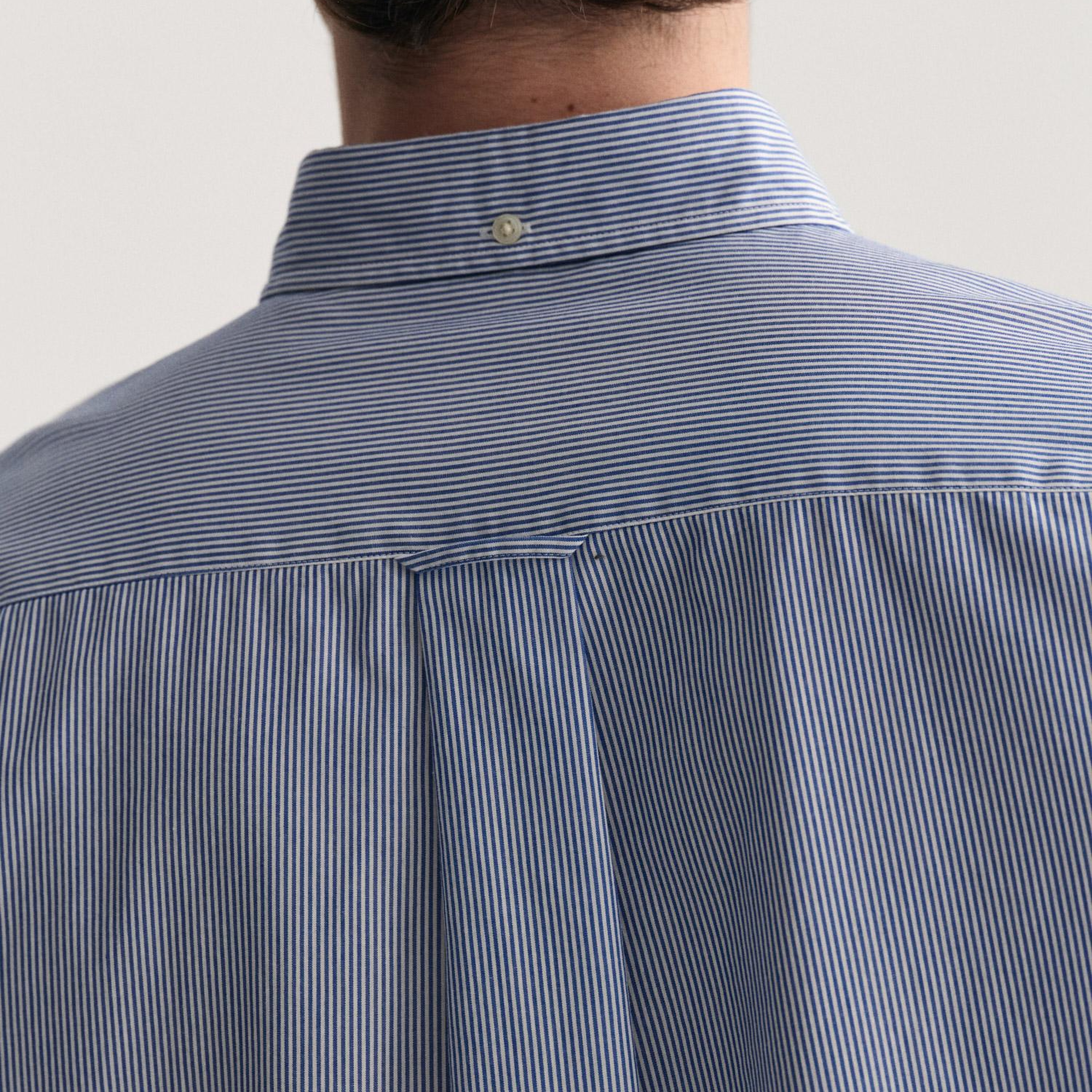 GANT Erkek Mavi Regular Fit Çizgili Düğmeli Yaka Gömlek