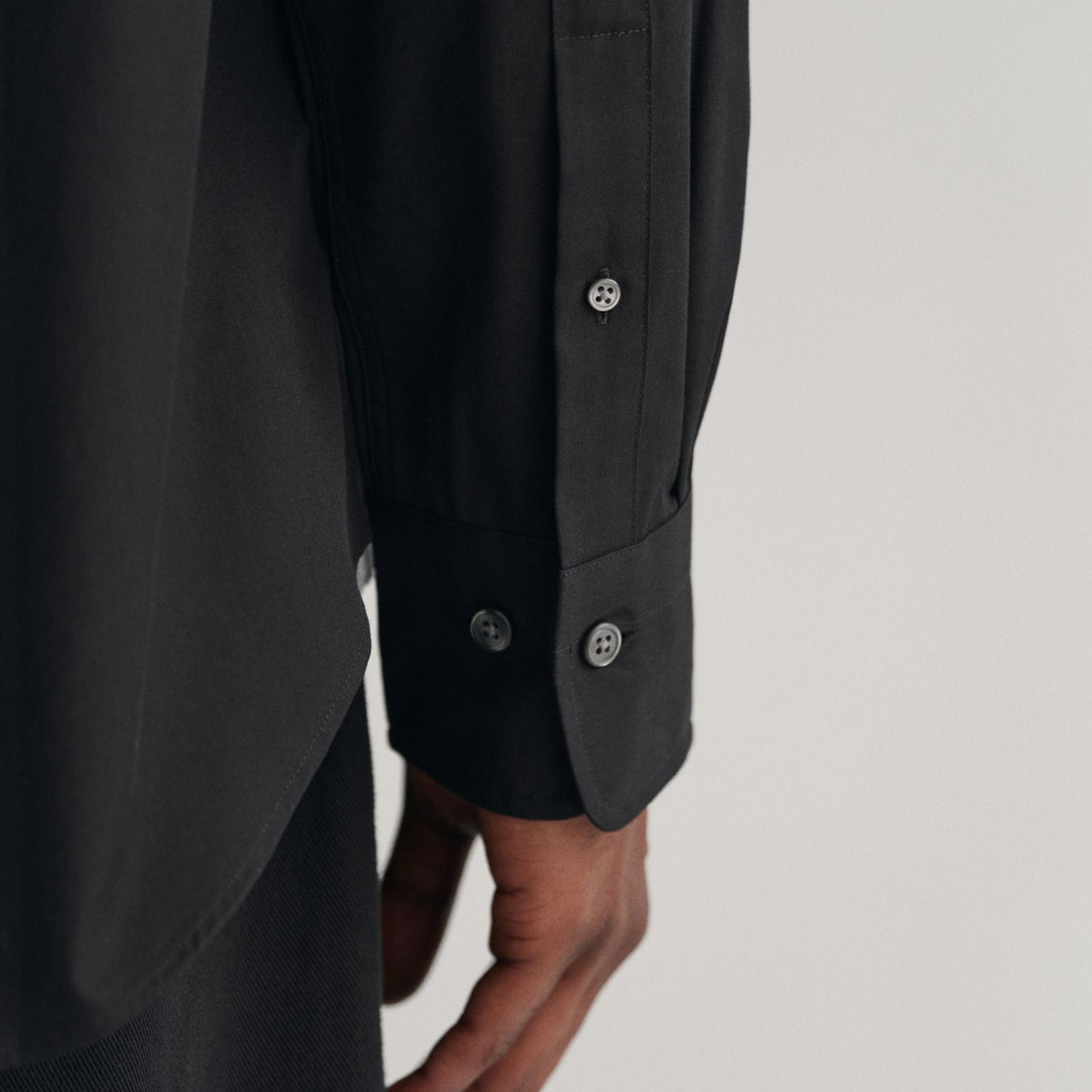 GANT Erkek Siyah Regular Fit Düğmeli Yaka Oxford Gömlek