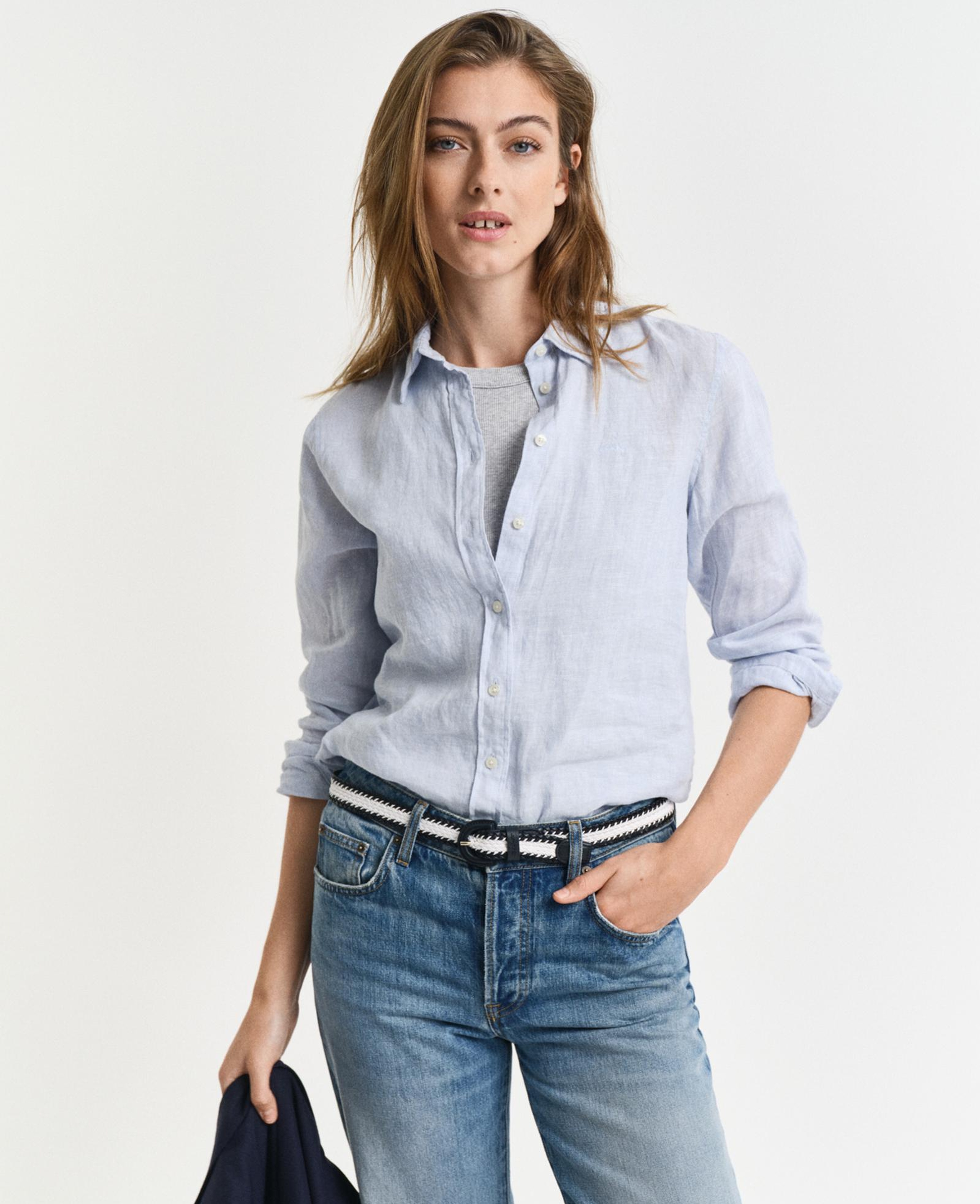 GANT Kadın Mavi Regular Fit Klasik Yaka Gömlek