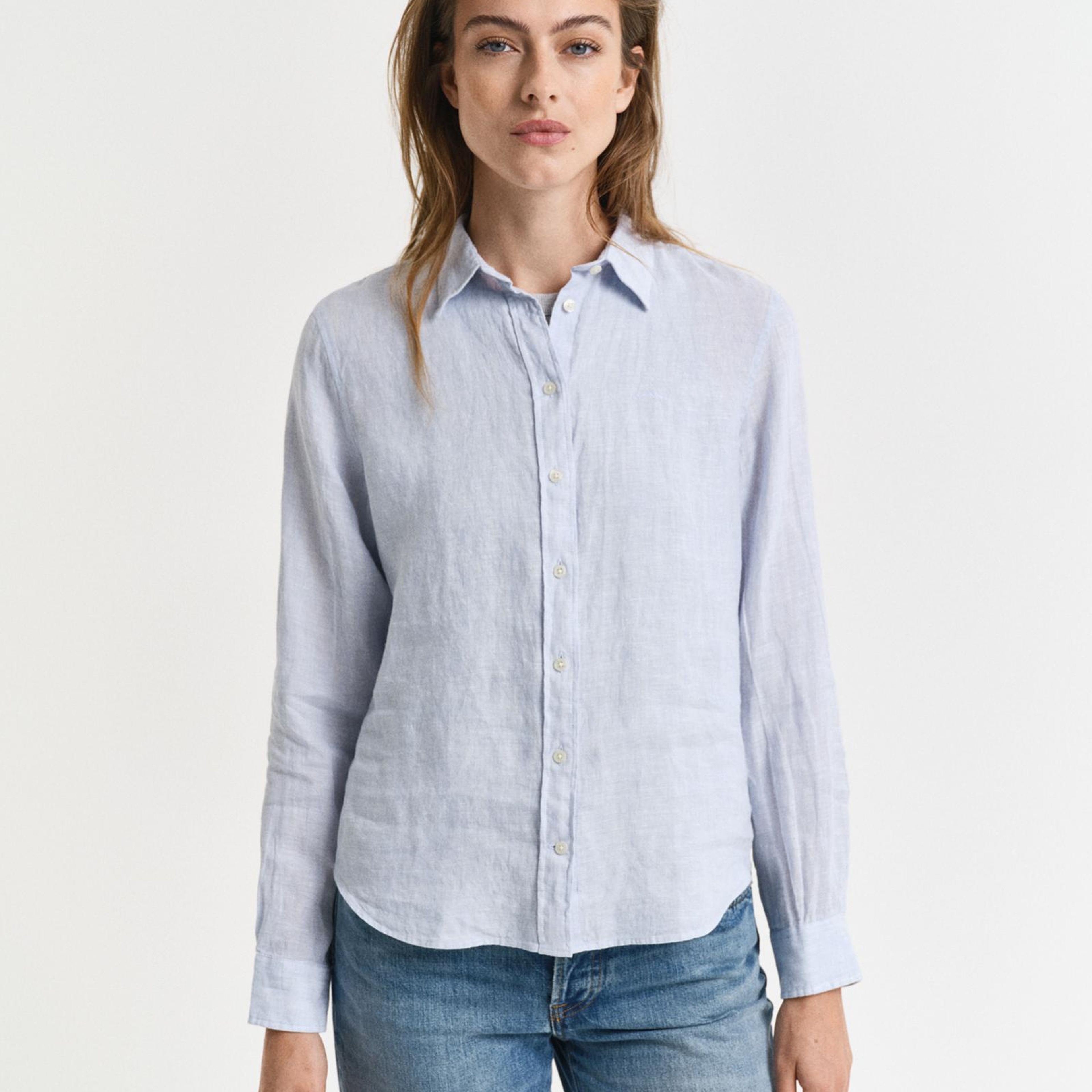 GANT Kadın Mavi Regular Fit Klasik Yaka Gömlek