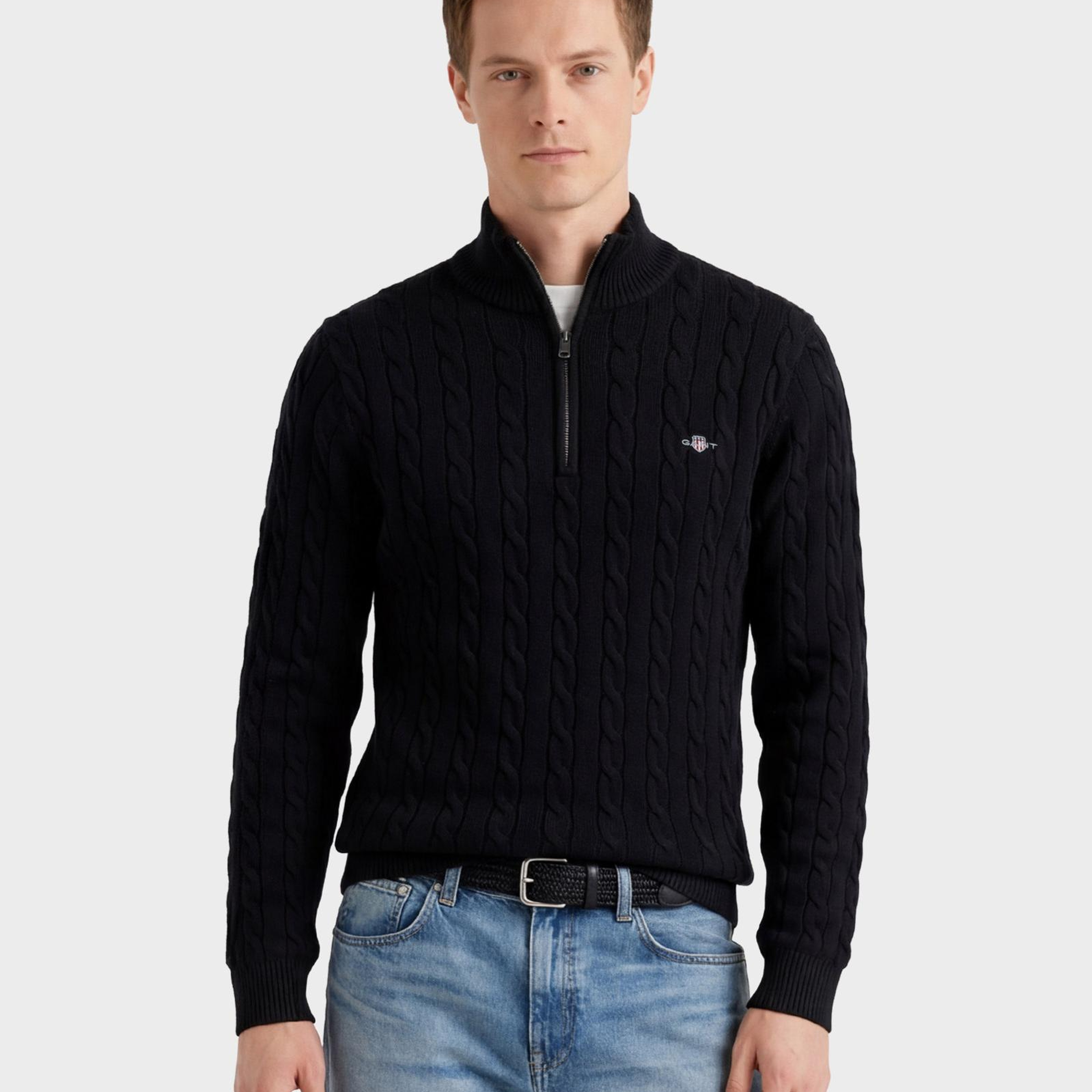 GANT Erkek Siyah Regular Fit Örgü Kazak