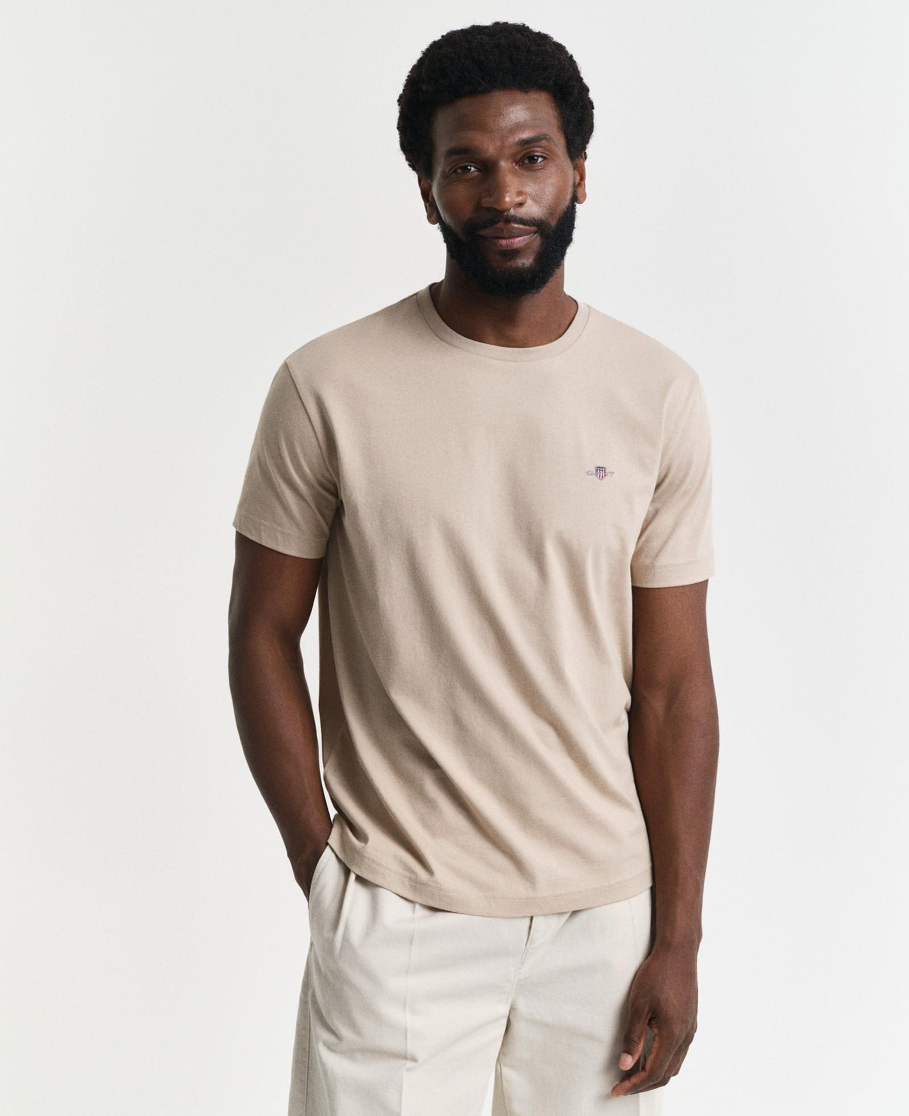 GANT Erkek Bej Regular Fit Bisiklet Yaka T-Shirt