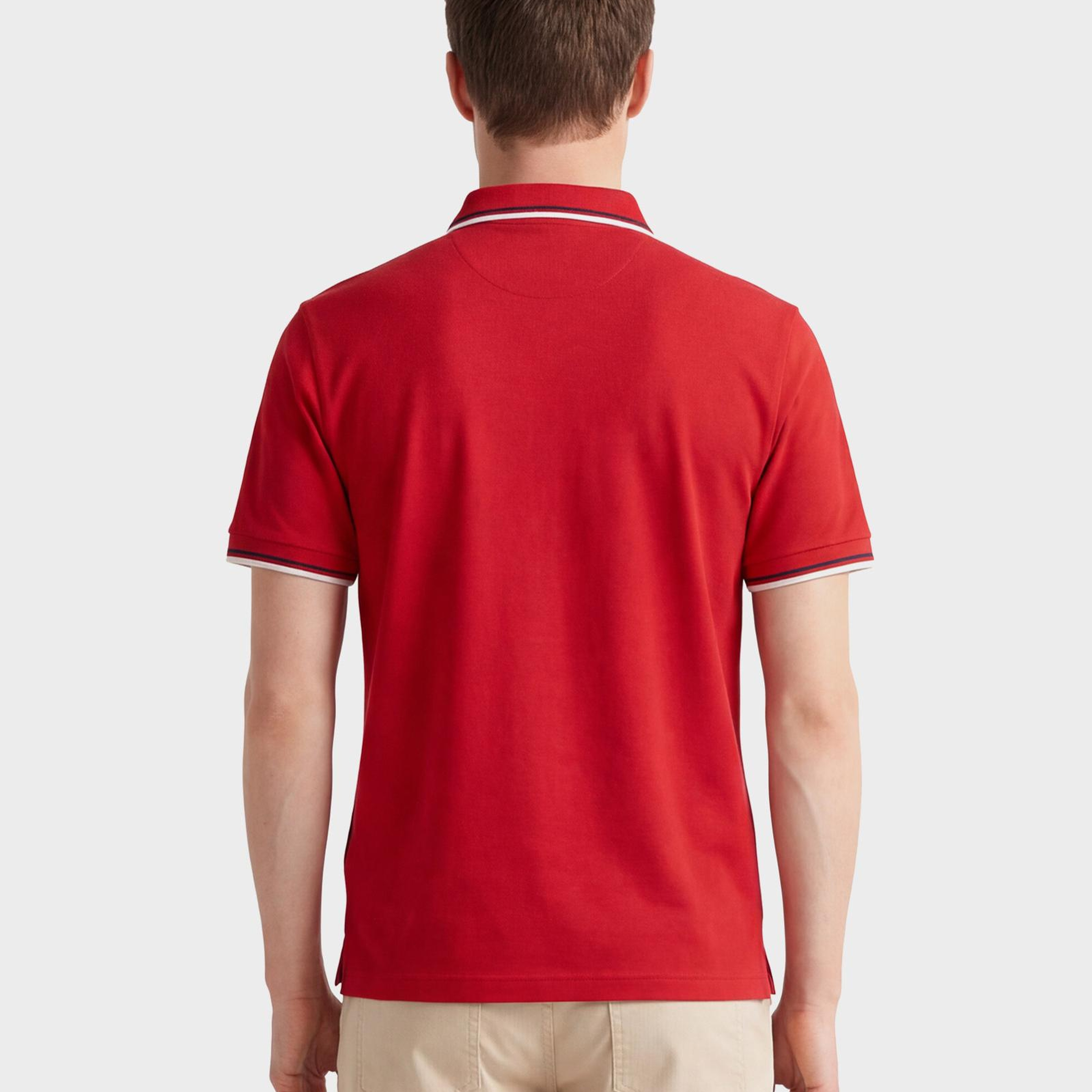 GANT Erkek Kırmızı Regular Fit Çizgili Polo