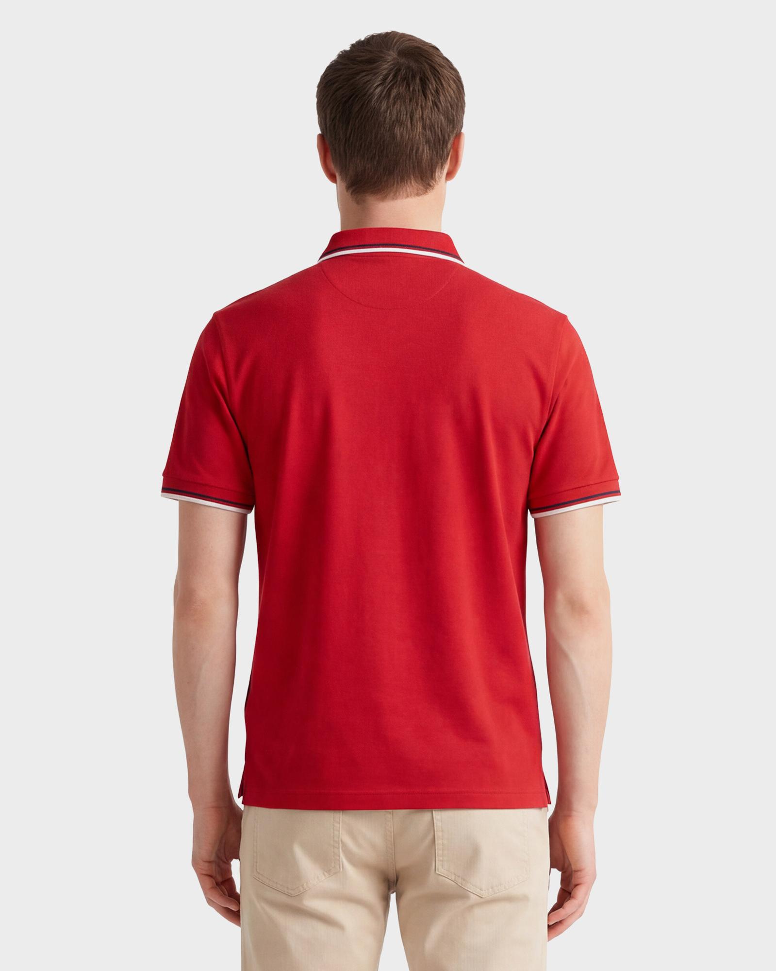 GANT Erkek Kırmızı Regular Fit Çizgili Polo