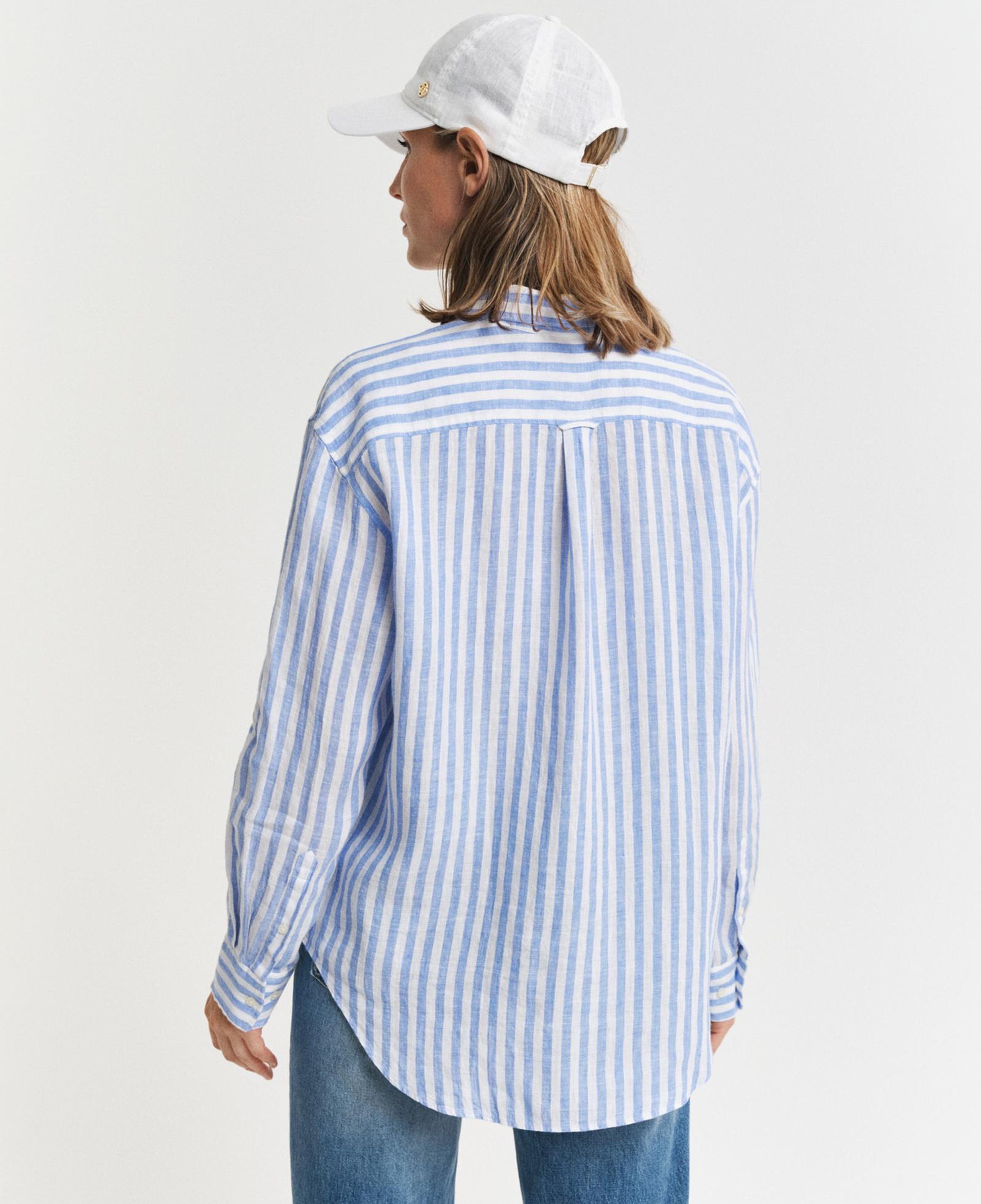 GANT Kadın Mavi Relaxed Fit Klasik Yaka Çizgili Gömlek